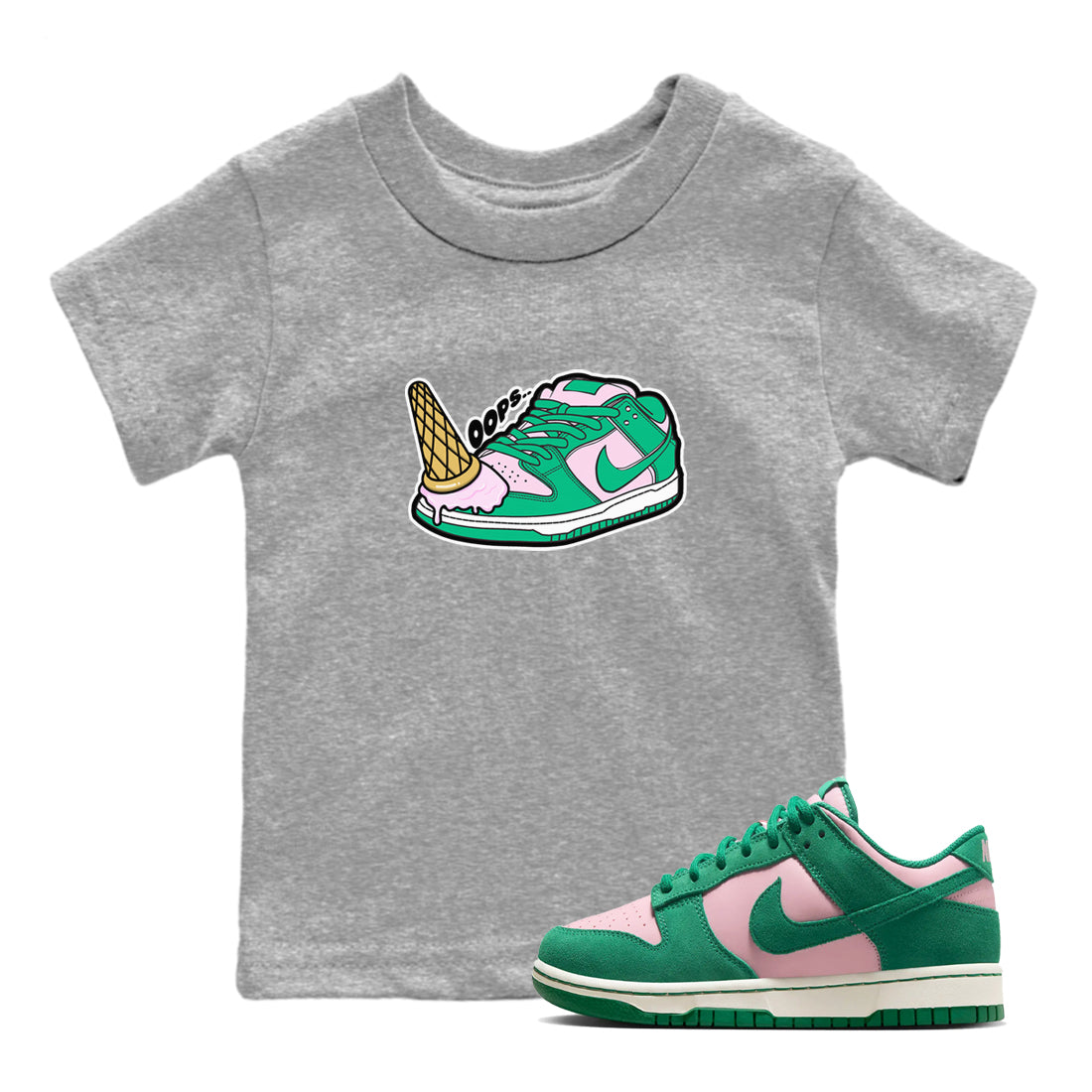 Dropped Ice Cream snkmatch Tees Kids - Dunk Medium Soft Pink Malachite