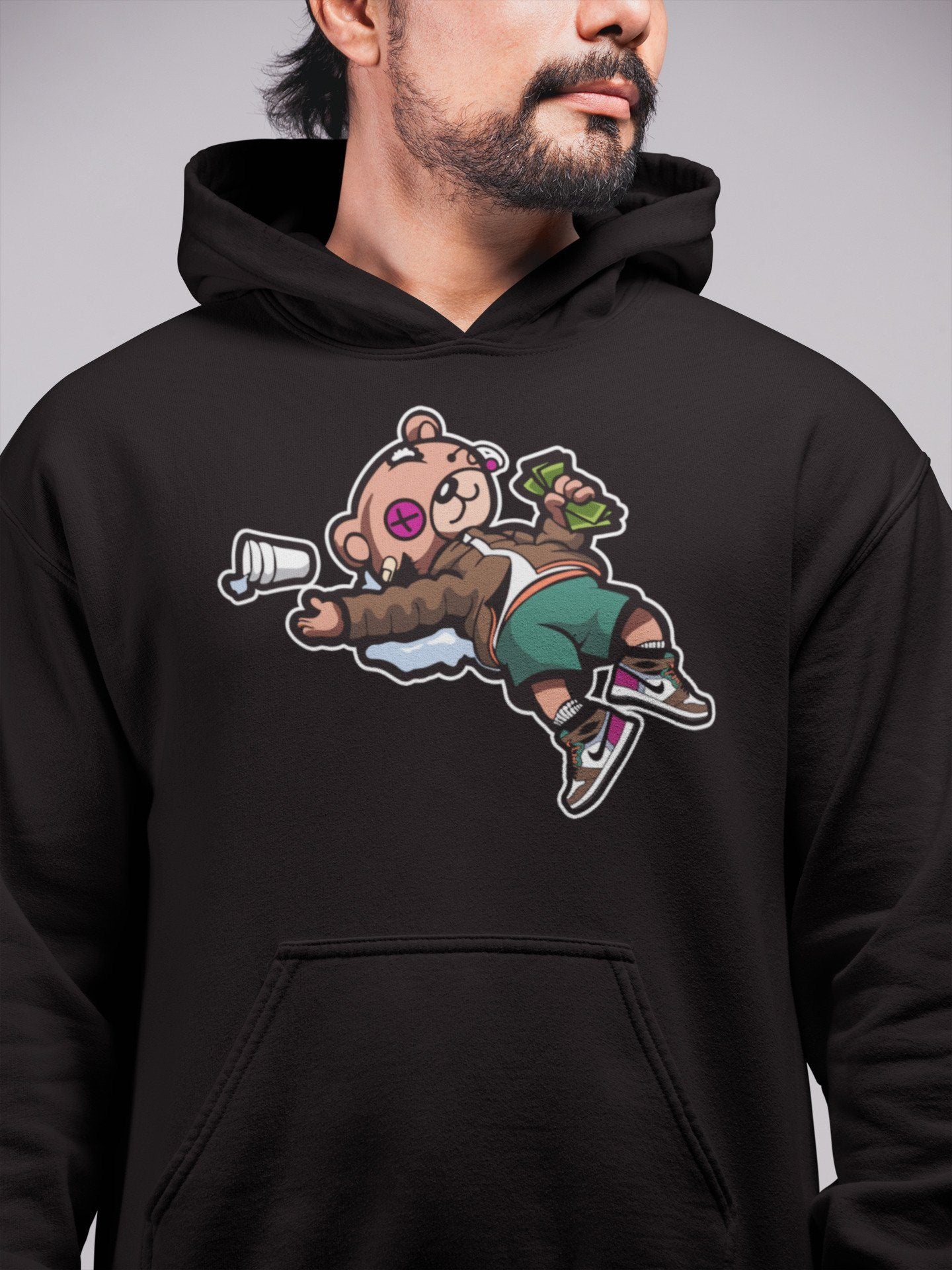 Drunk Teddy Bear Unisex Tops - Air Jordan 1 Hand Crafted