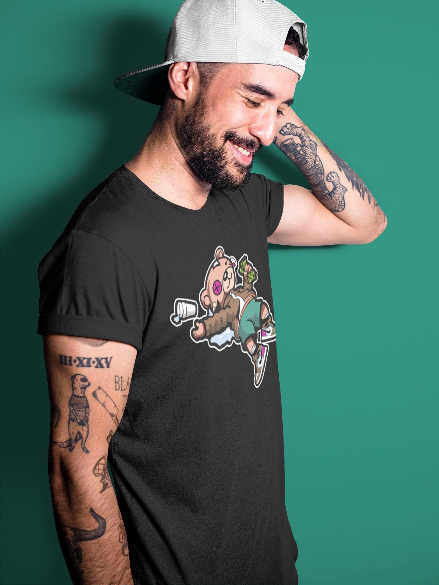 Drunk Teddy Bear Unisex Tops - Air Jordan 1 Hand Crafted