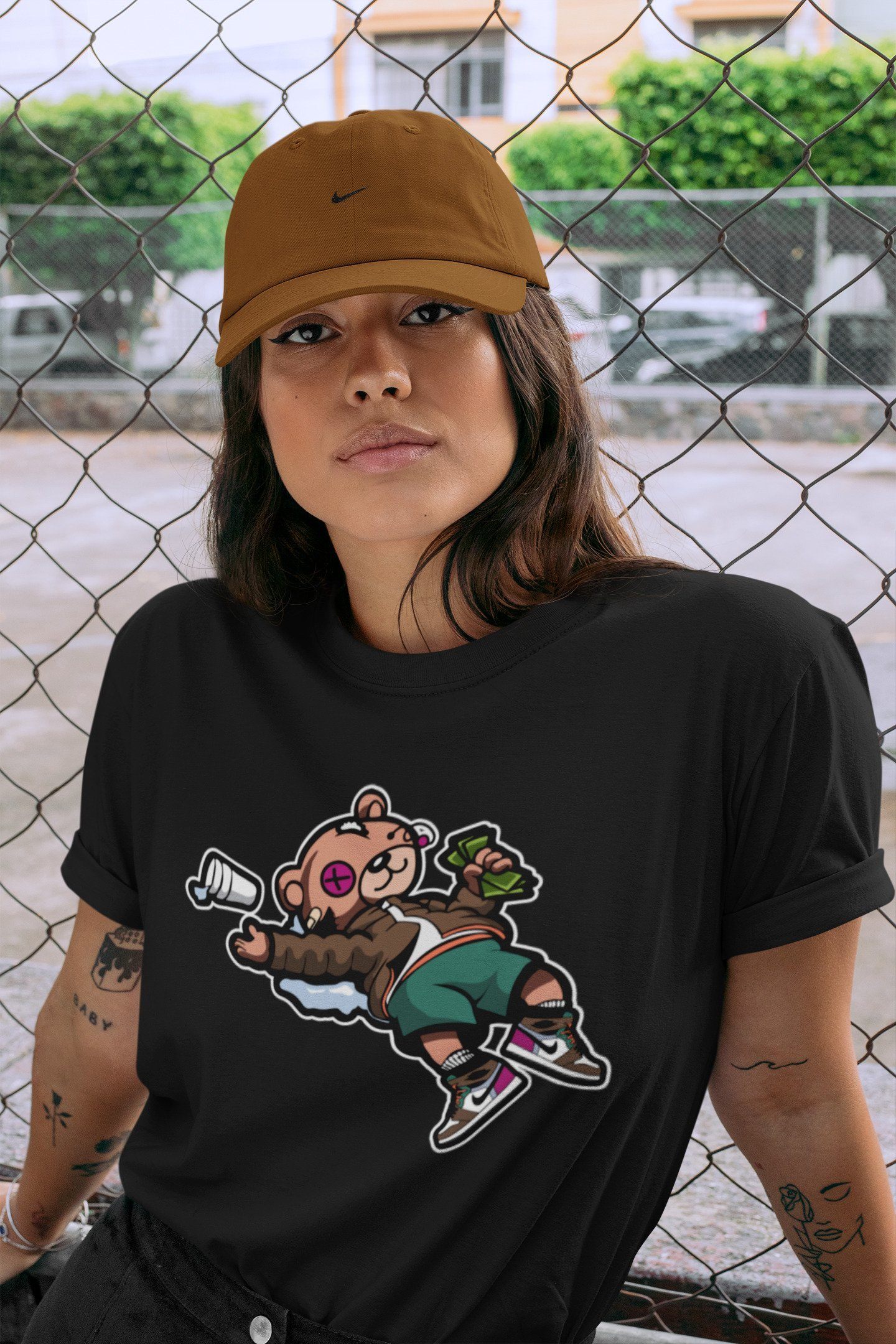 Drunk Teddy Bear Unisex Tops - Air Jordan 1 Hand Crafted