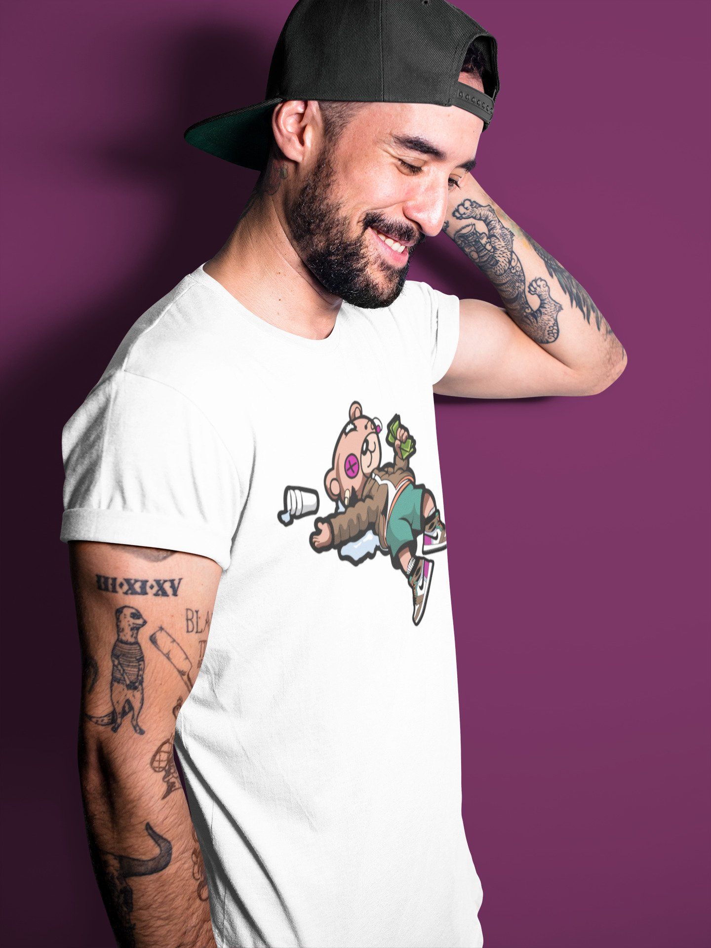 Drunk Teddy Bear Unisex Tops - Air Jordan 1 Hand Crafted