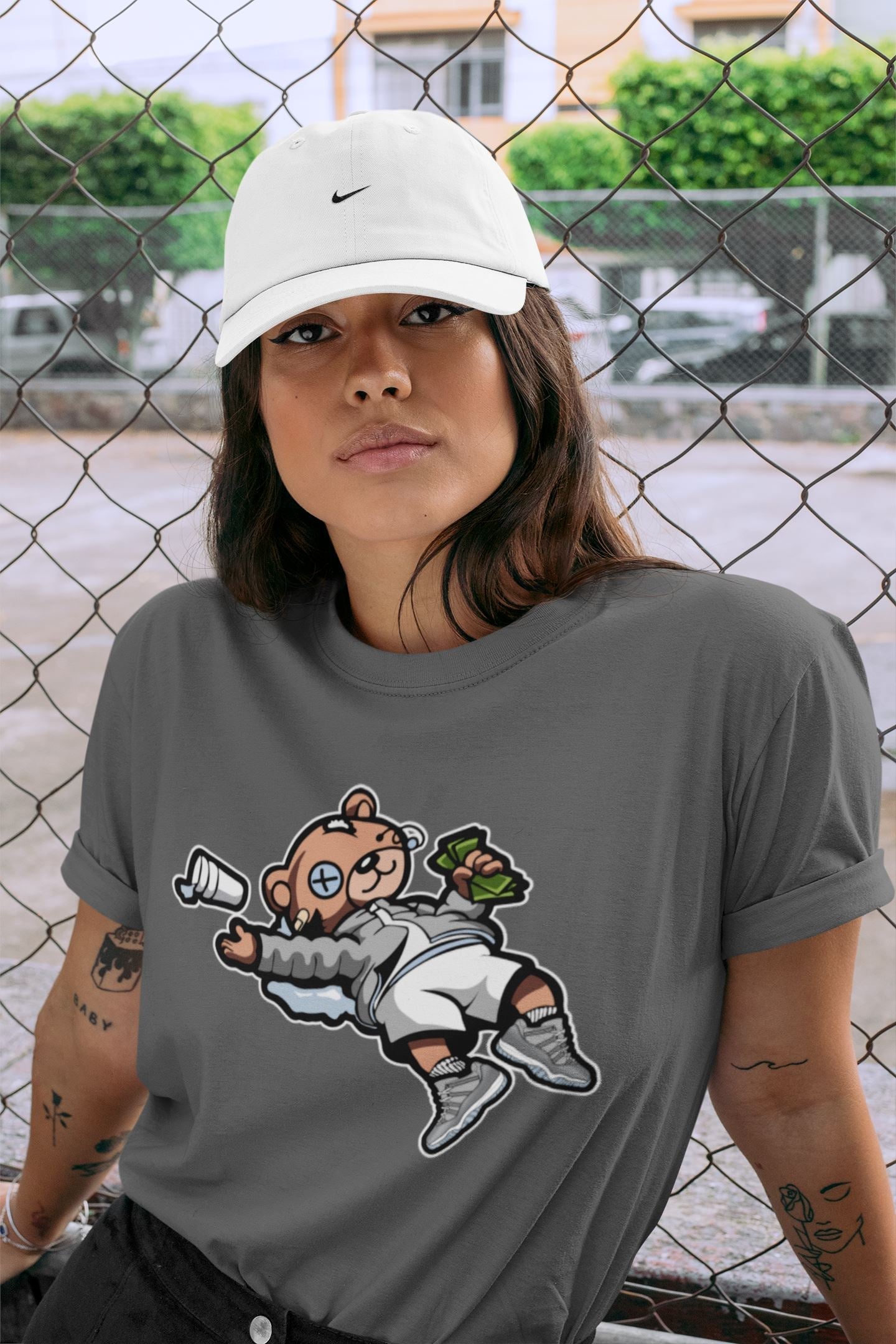 Drunk Teddy Bear Unisex Tops - Air Jordan 11 Cool Grey