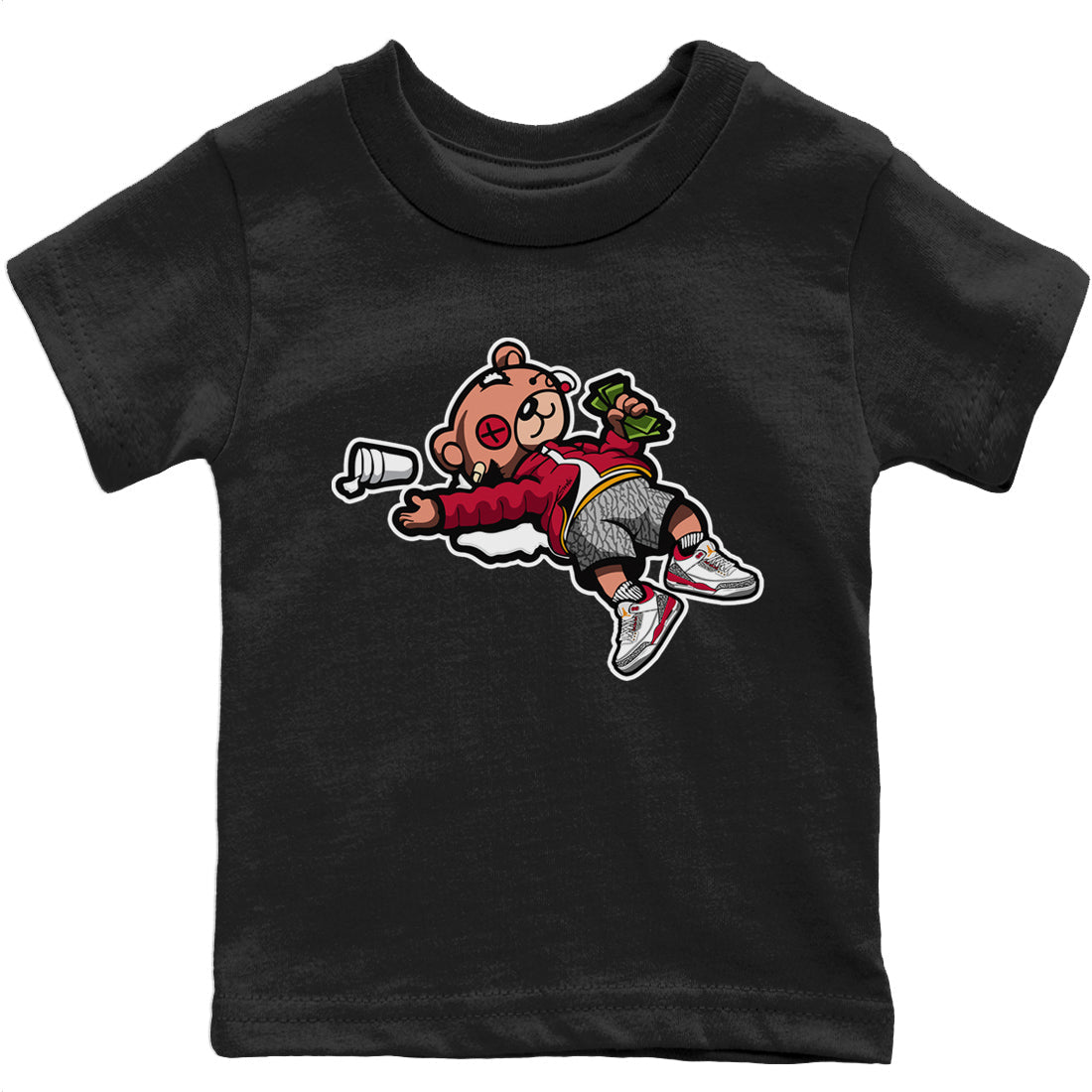 Drunk Teddy Bear Kids Tops - Air Jordan 3 Cardinal
