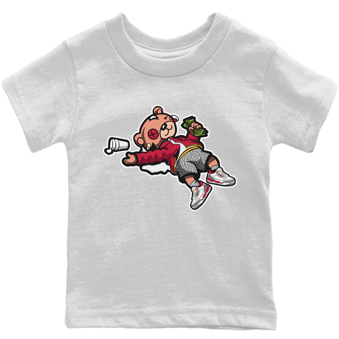 Drunk Teddy Bear Kids Tops - Air Jordan 3 Cardinal