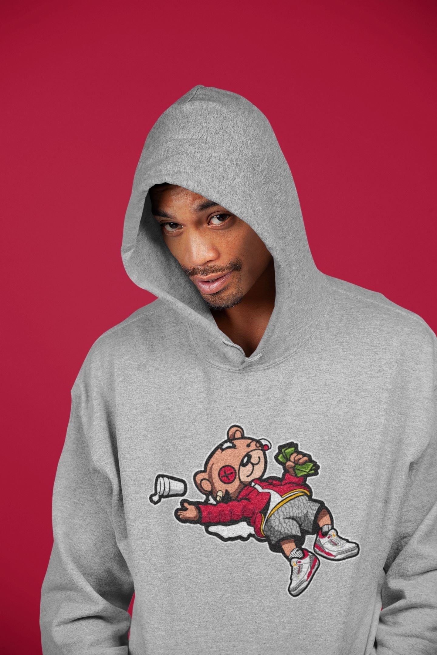 Drunk Teddy Bear Unisex Tops - Air Jordan 3 Cardinal