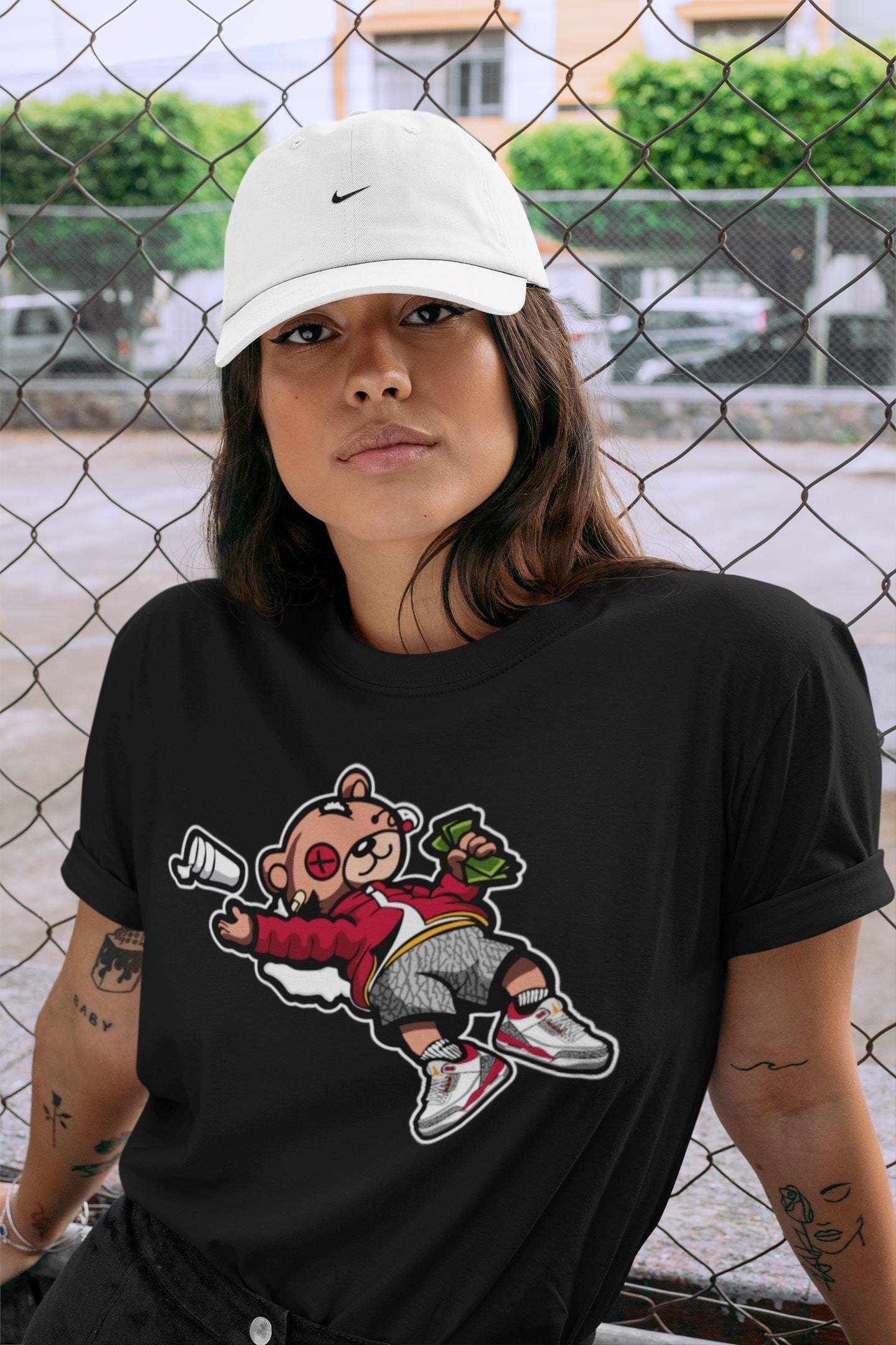 Drunk Teddy Bear Unisex Tops - Air Jordan 3 Cardinal