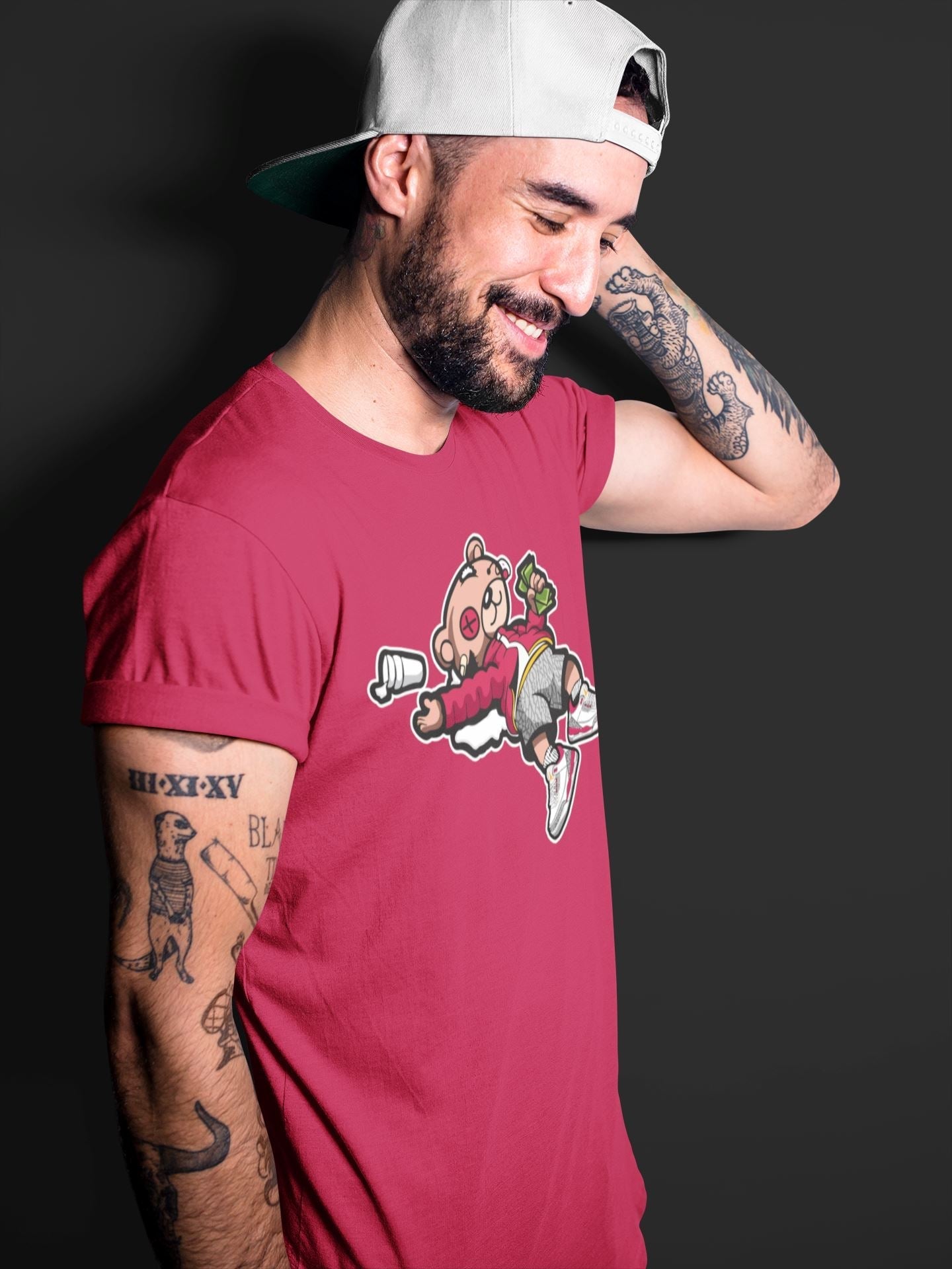 Drunk Teddy Bear Unisex Tops - Air Jordan 3 Cardinal