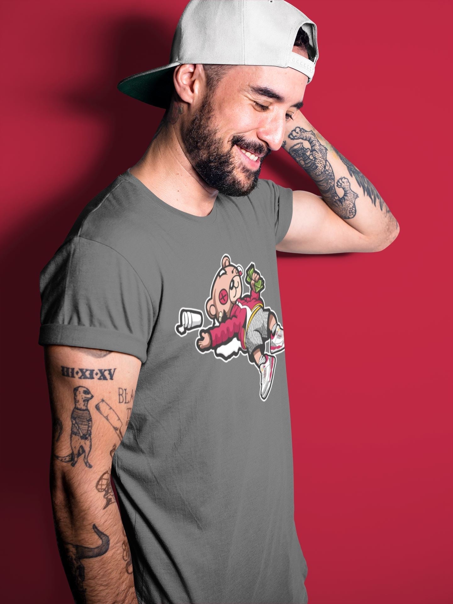 Drunk Teddy Bear Unisex Tops - Air Jordan 3 Cardinal