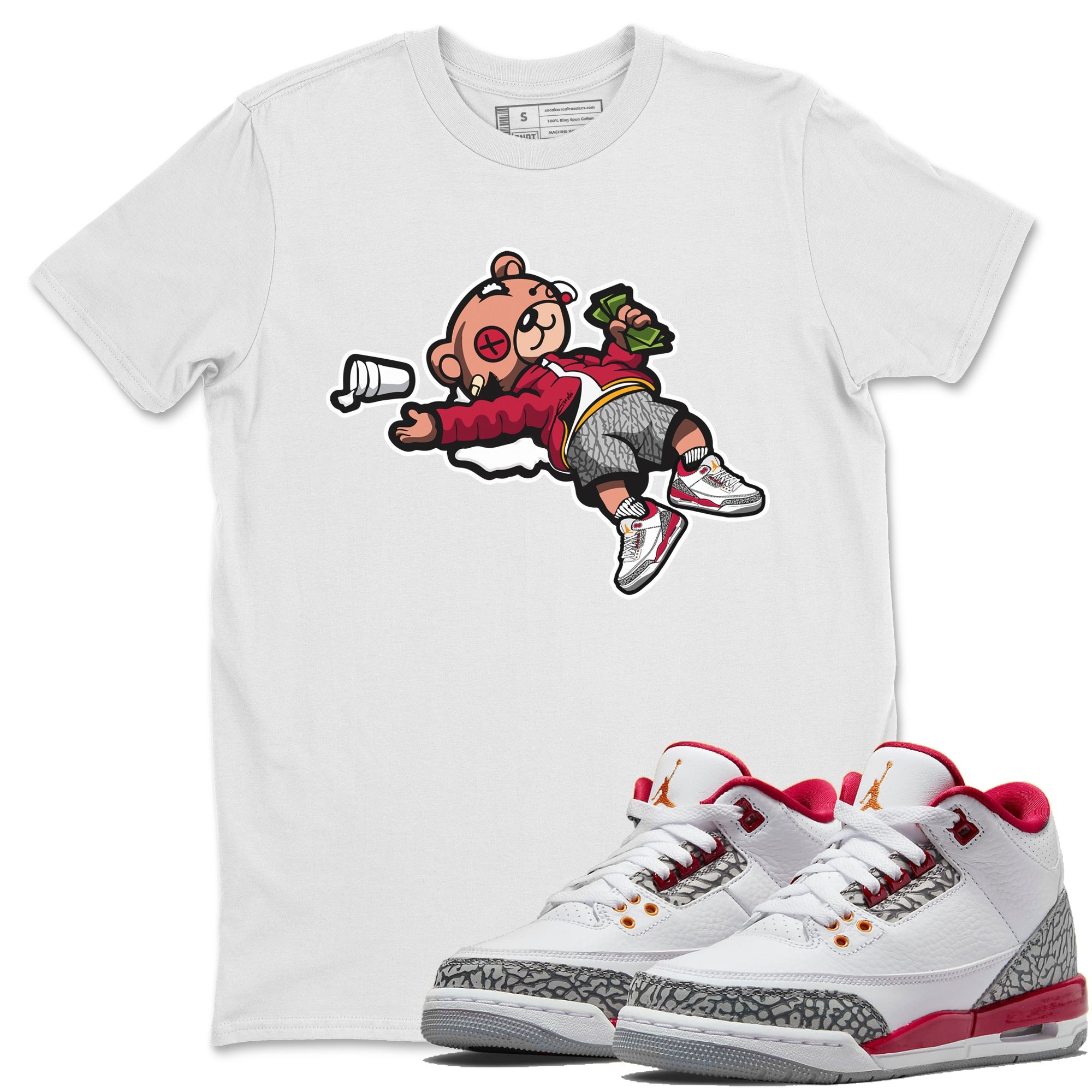 Drunk Teddy Bear Unisex Tops - Air Jordan 3 Cardinal
