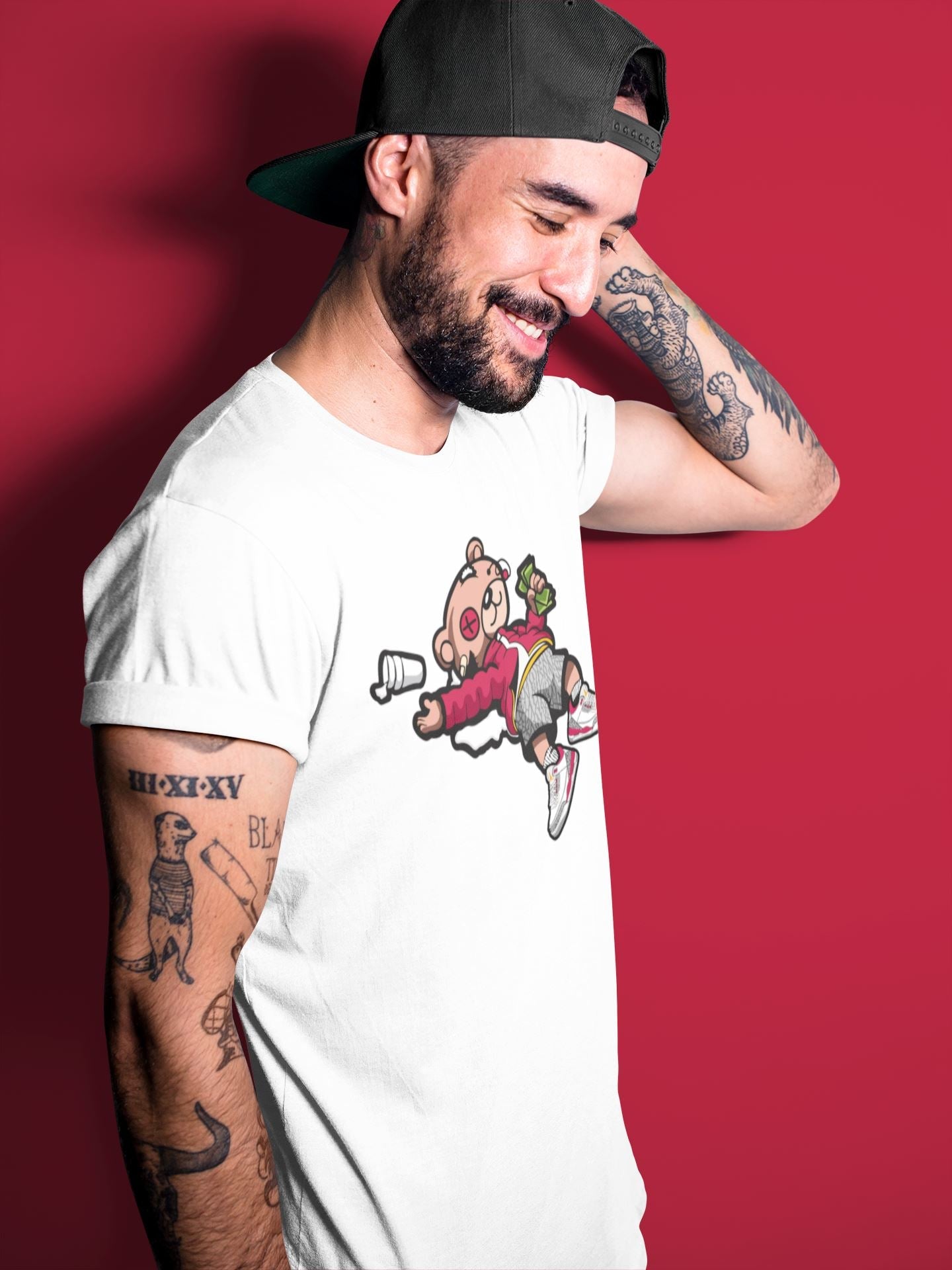 Drunk Teddy Bear Unisex Tops - Air Jordan 3 Cardinal
