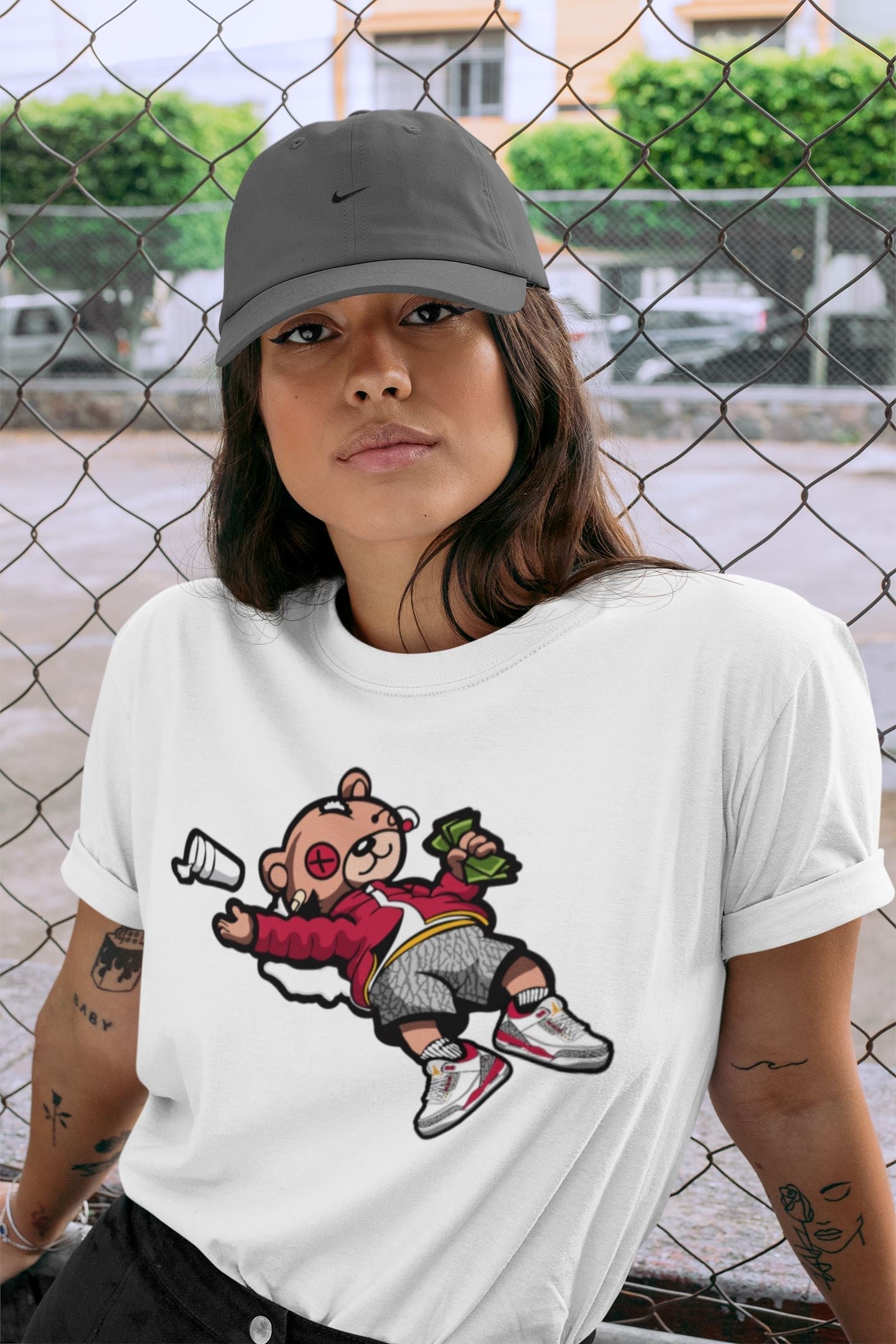 Drunk Teddy Bear Unisex Tops - Air Jordan 3 Cardinal