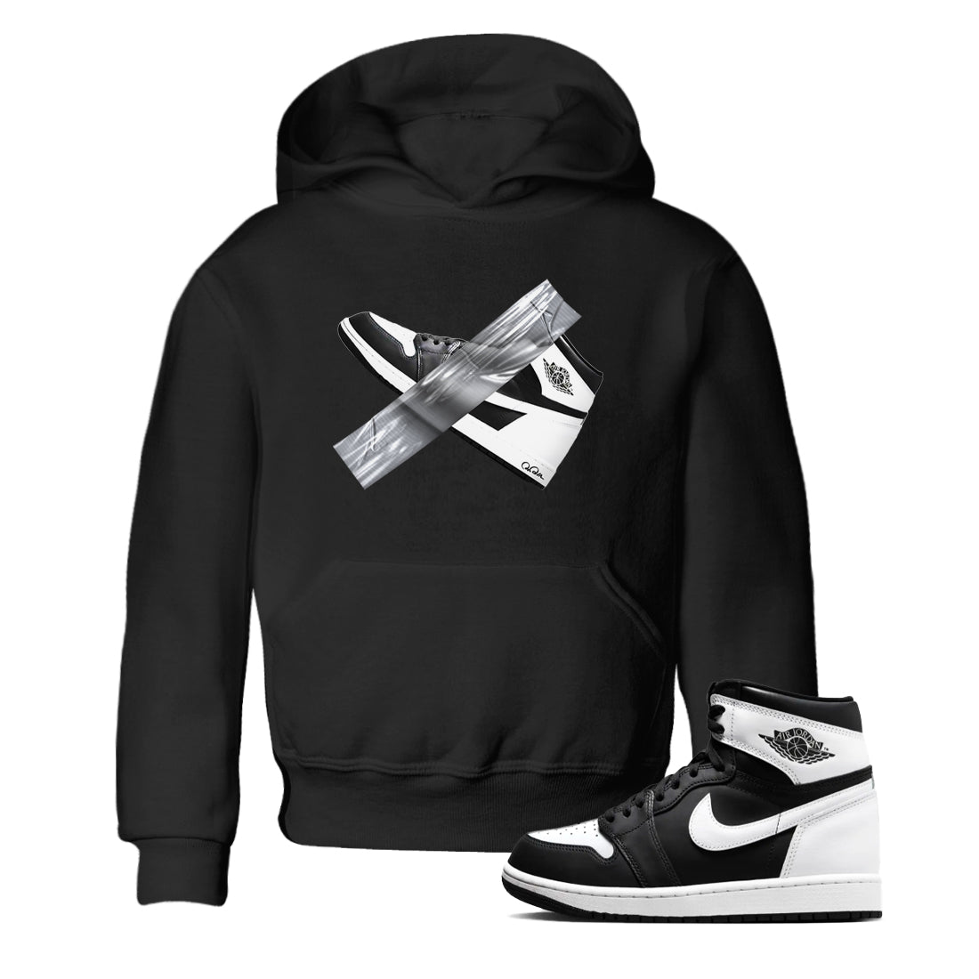 Duct Tape snkmatch Tees Kids - Air Jordan 1 Black White