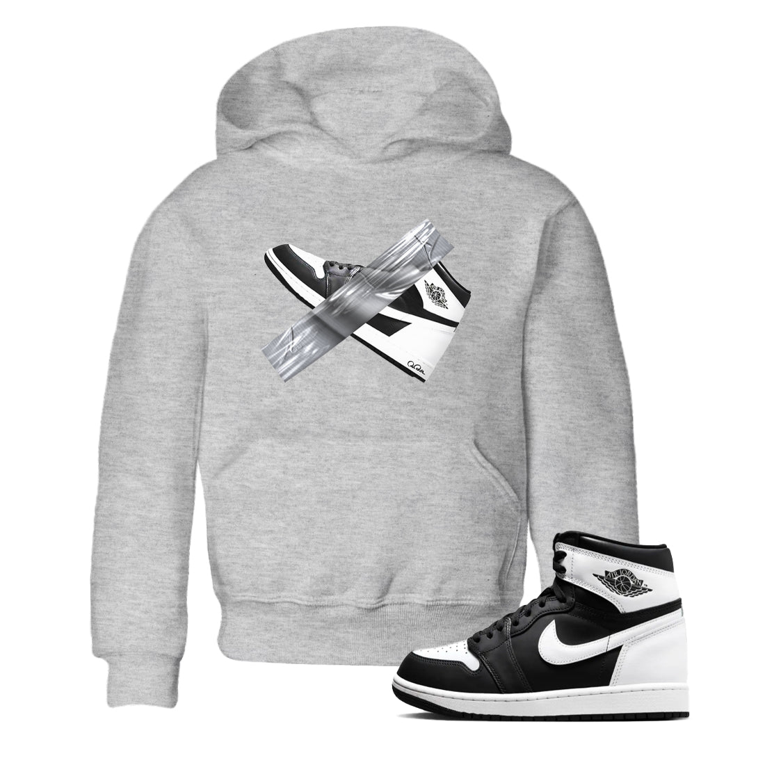 Duct Tape snkmatch Tees Kids - Air Jordan 1 Black White
