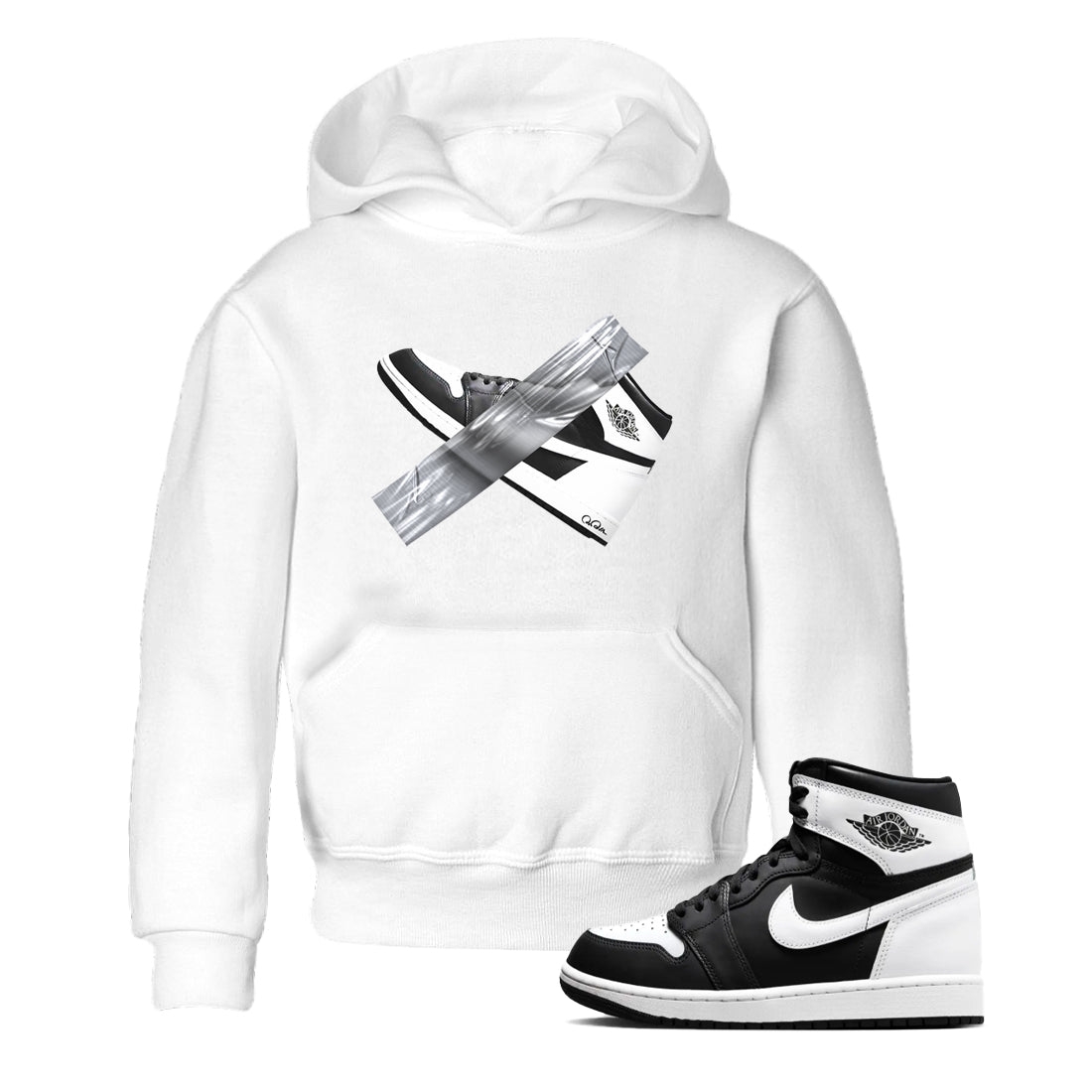 Duct Tape snkmatch Tees Kids - Air Jordan 1 Black White