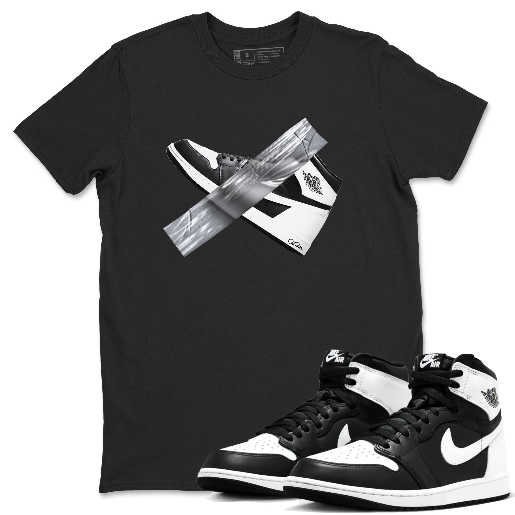 Duct Tape snkmatch Tees - Air Jordan 1 Black White