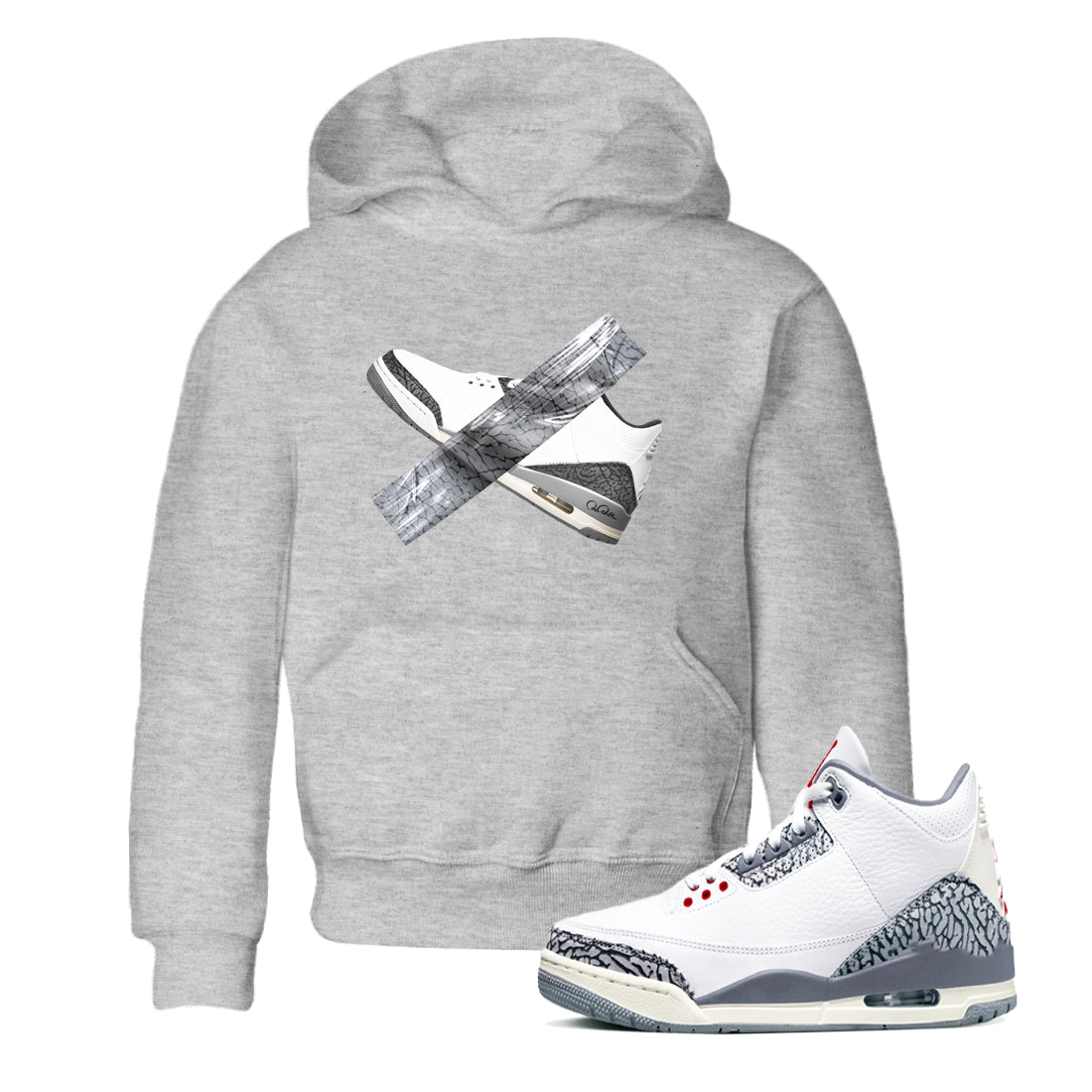 Duct Tape snkmatch Tees Kids - Air Jordan 3 Cement Grey