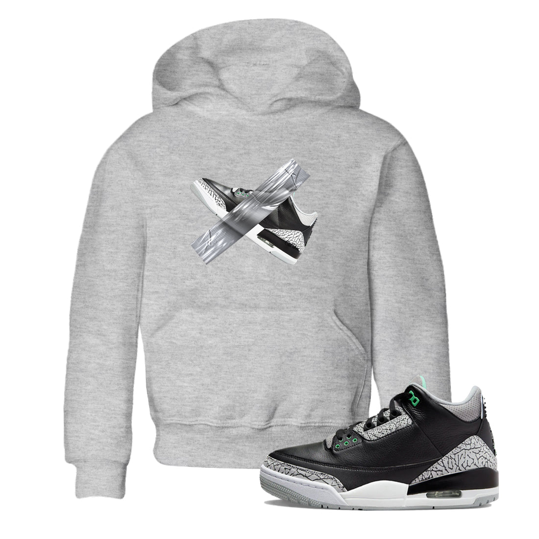 Duct Tape snkmatch Tees Kids - Air Jordan 3 Green Glow