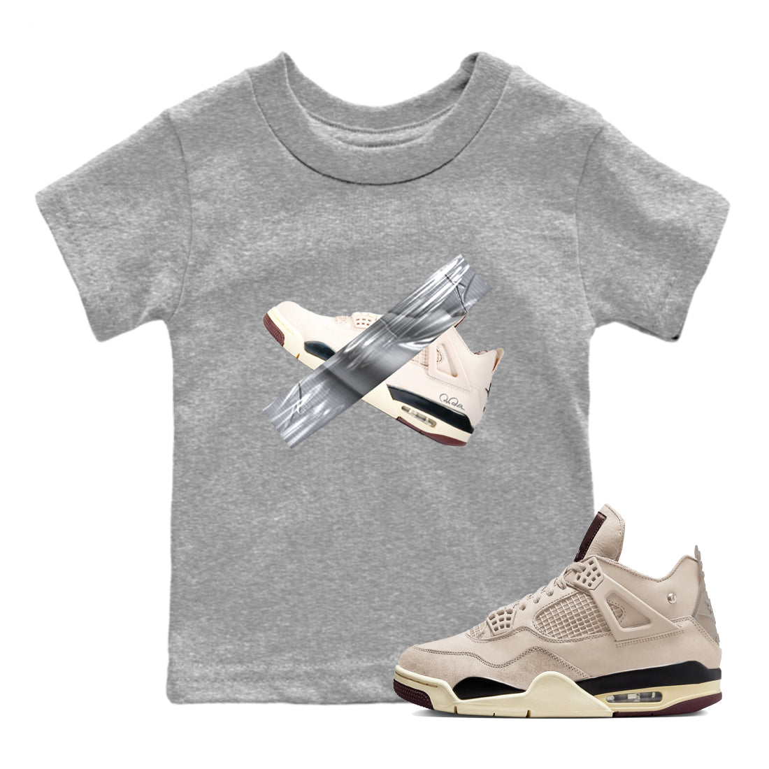 Duct tape snkmatch Tees Kids - Air Jordan 4 A Ma Maniere x Fossil Stone