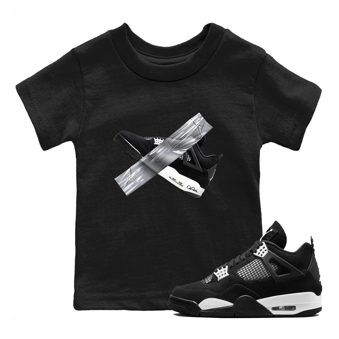 Duct Tape snkmatch Tees Kids - Air Jordan 4 White Thunder