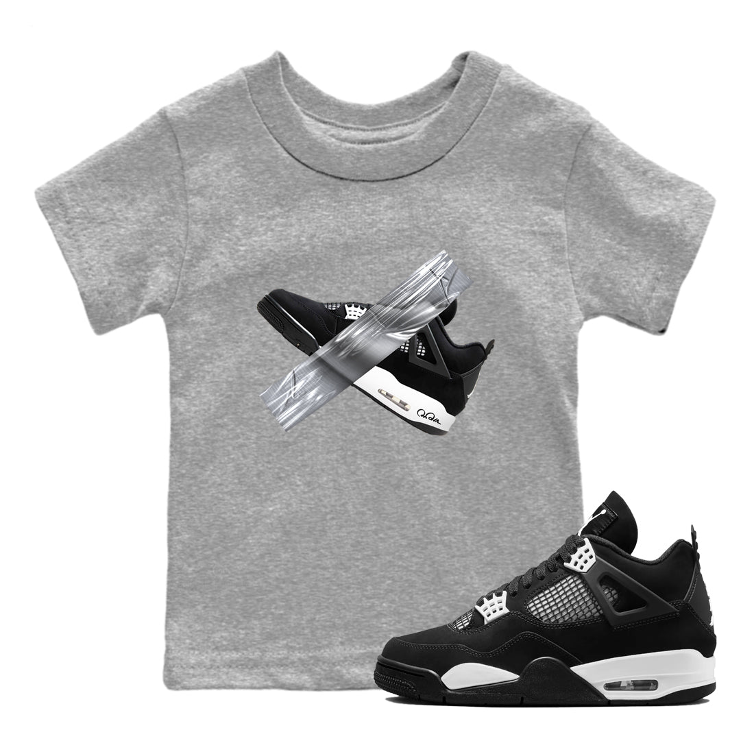 Duct Tape snkmatch Tees Kids - Air Jordan 4 White Thunder