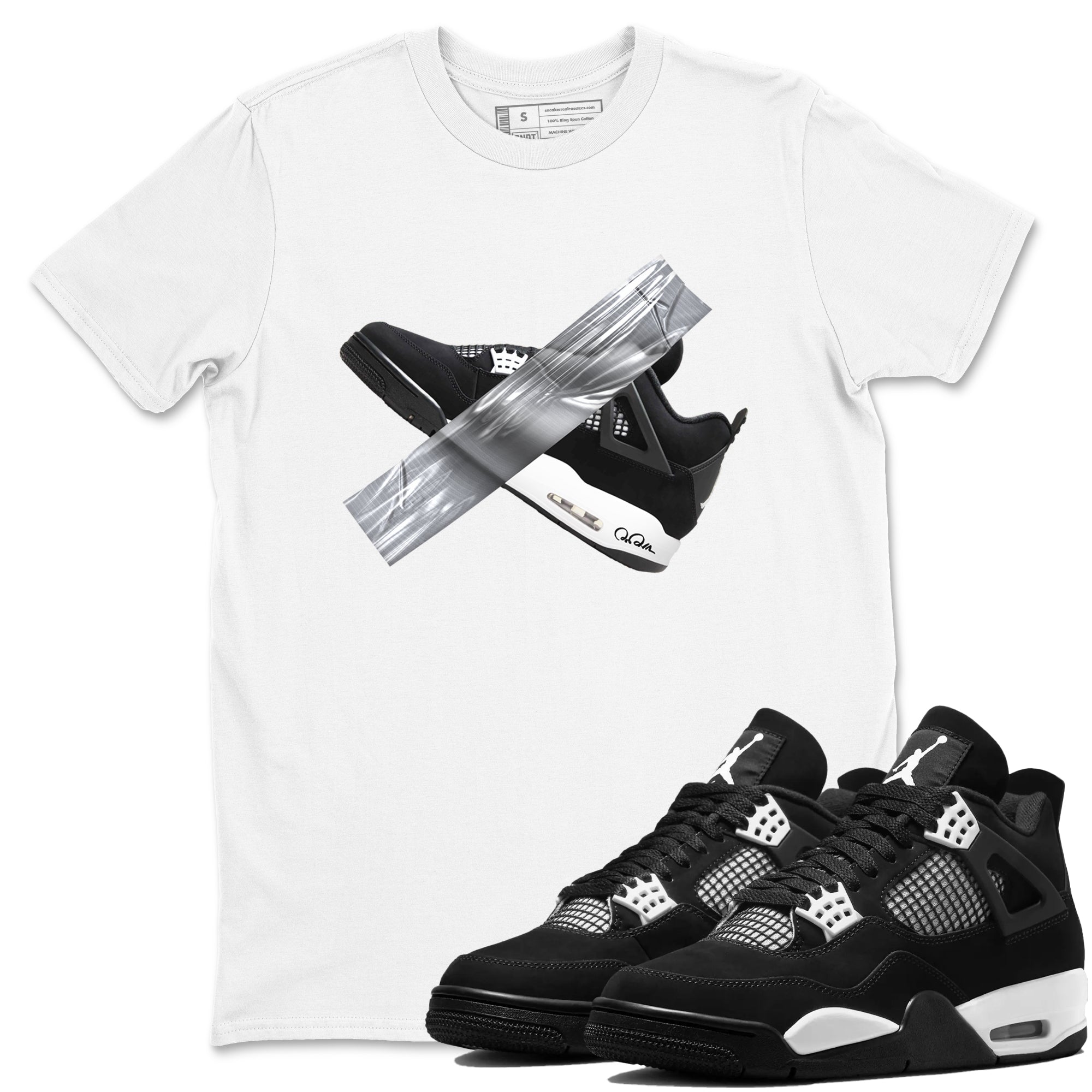 Duct Tape snkmatch Tees - Air Jordan 4 White Thunder