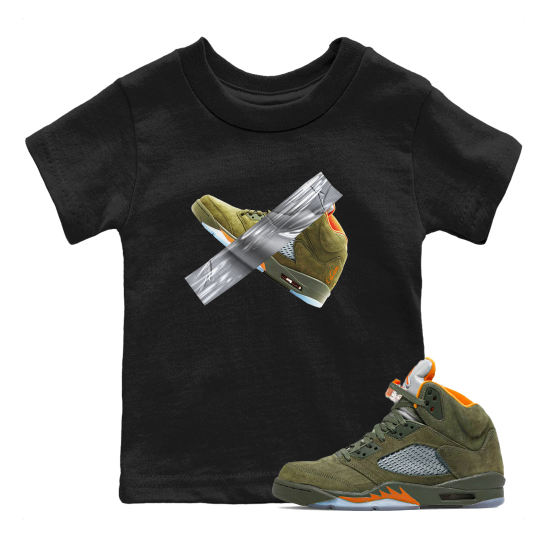 Duct Tape snkmatch Tees Kids - Air Jordan 5 Olive