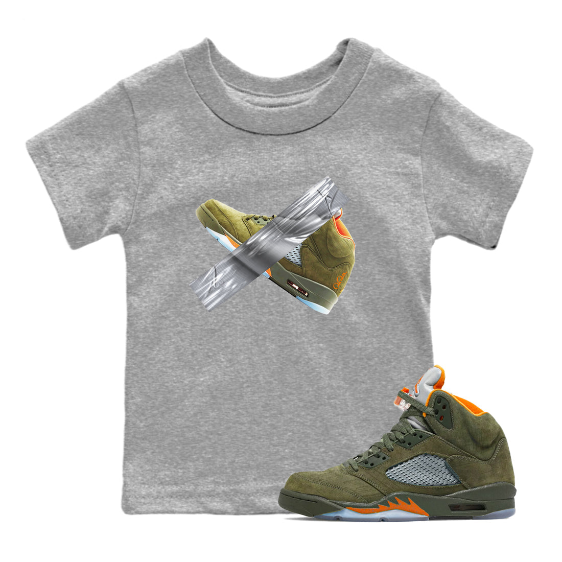 Duct Tape snkmatch Tees Kids - Air Jordan 5 Olive