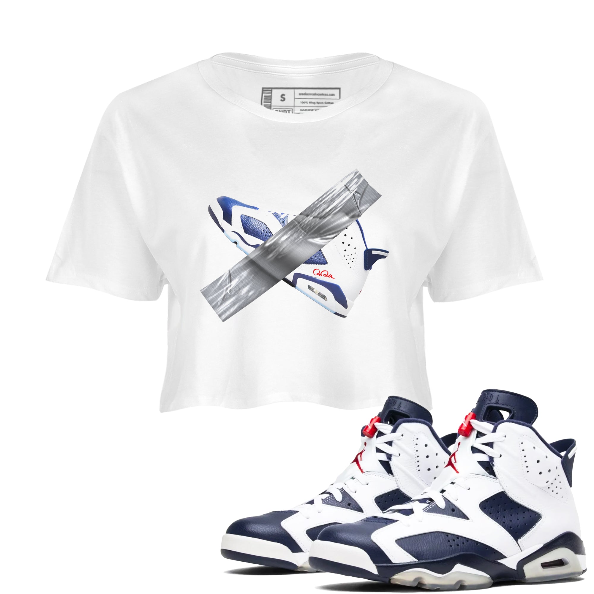 Duct Tape snkmatch Women's Top - Air Jordan 6 White And Midnight Navy