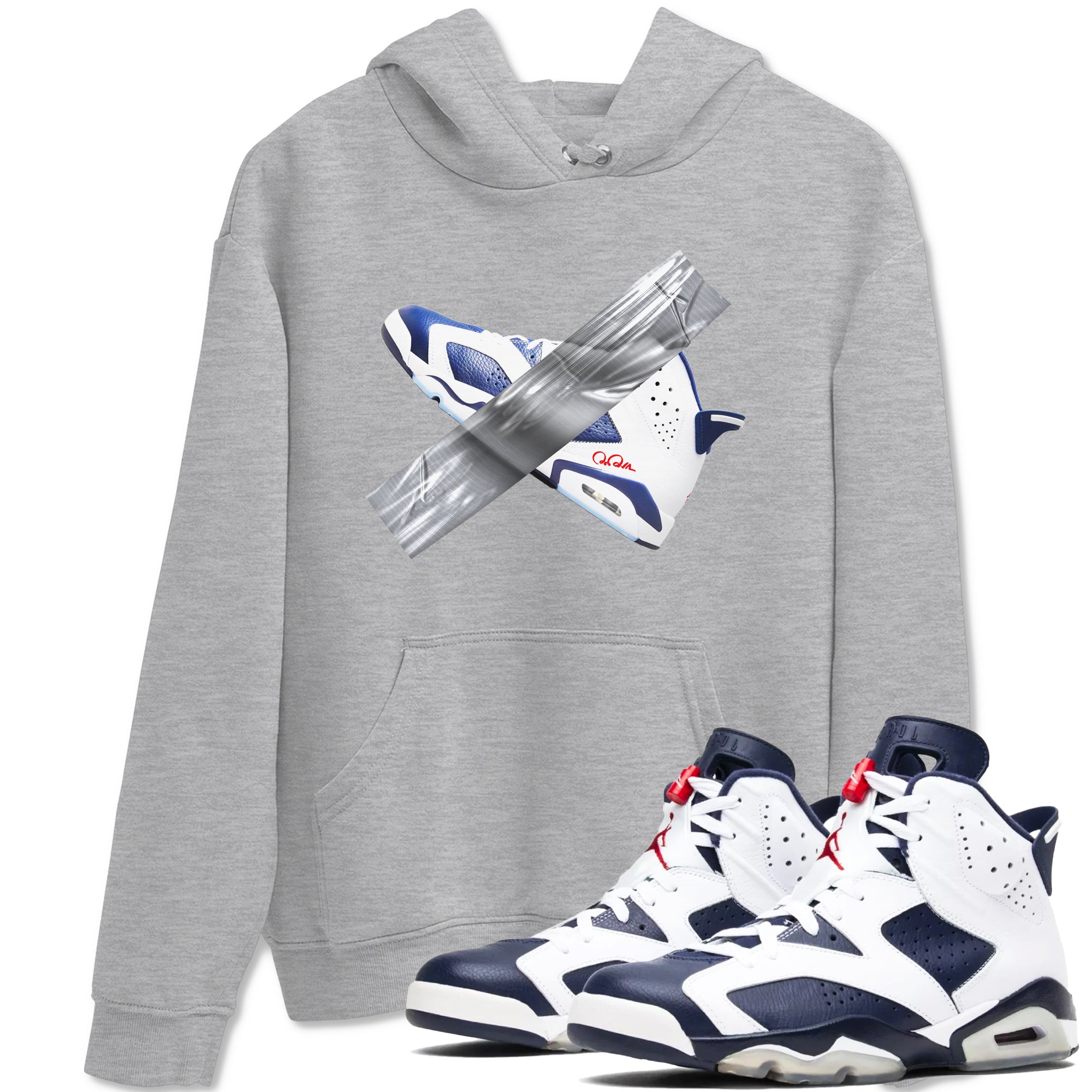Duct Tape snkmatch Tees - Air Jordan 6 White And Midnight Navy