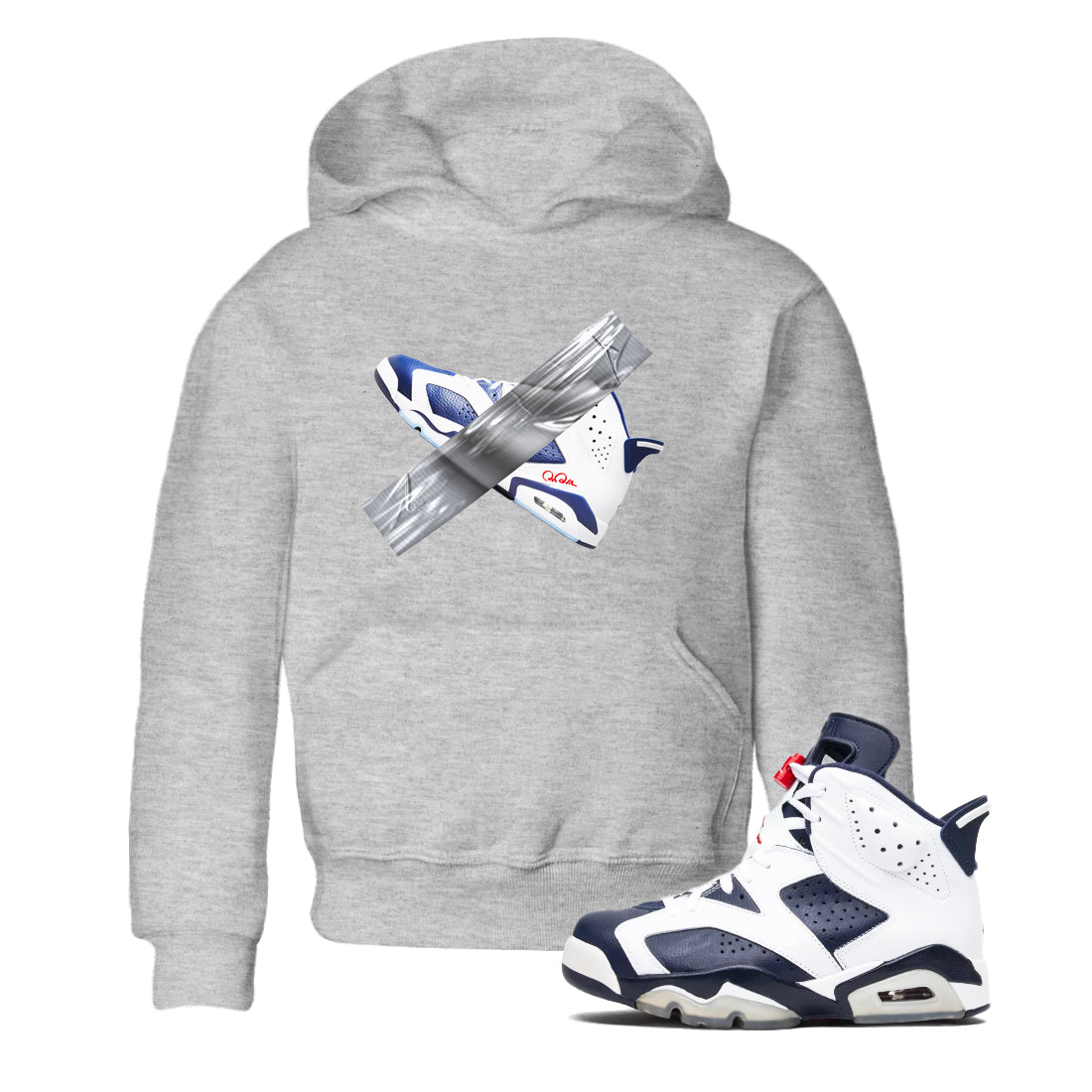 Duct Tape snkmatch Tees Kids - Air Jordan 6 White And Midnight Navy