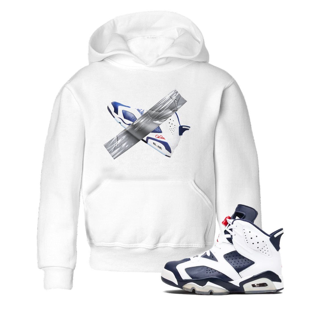 Duct Tape snkmatch Tees Kids - Air Jordan 6 White And Midnight Navy