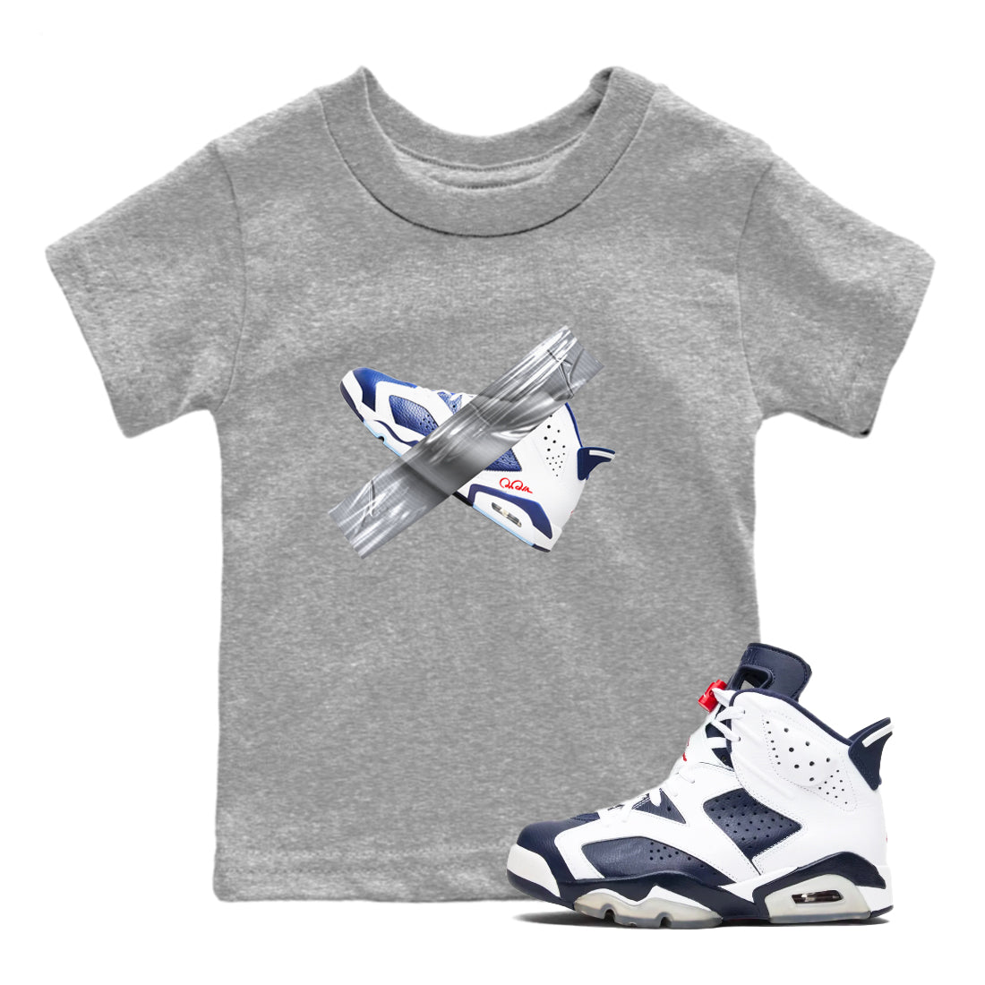 Duct Tape snkmatch Tees Kids - Air Jordan 6 White And Midnight Navy