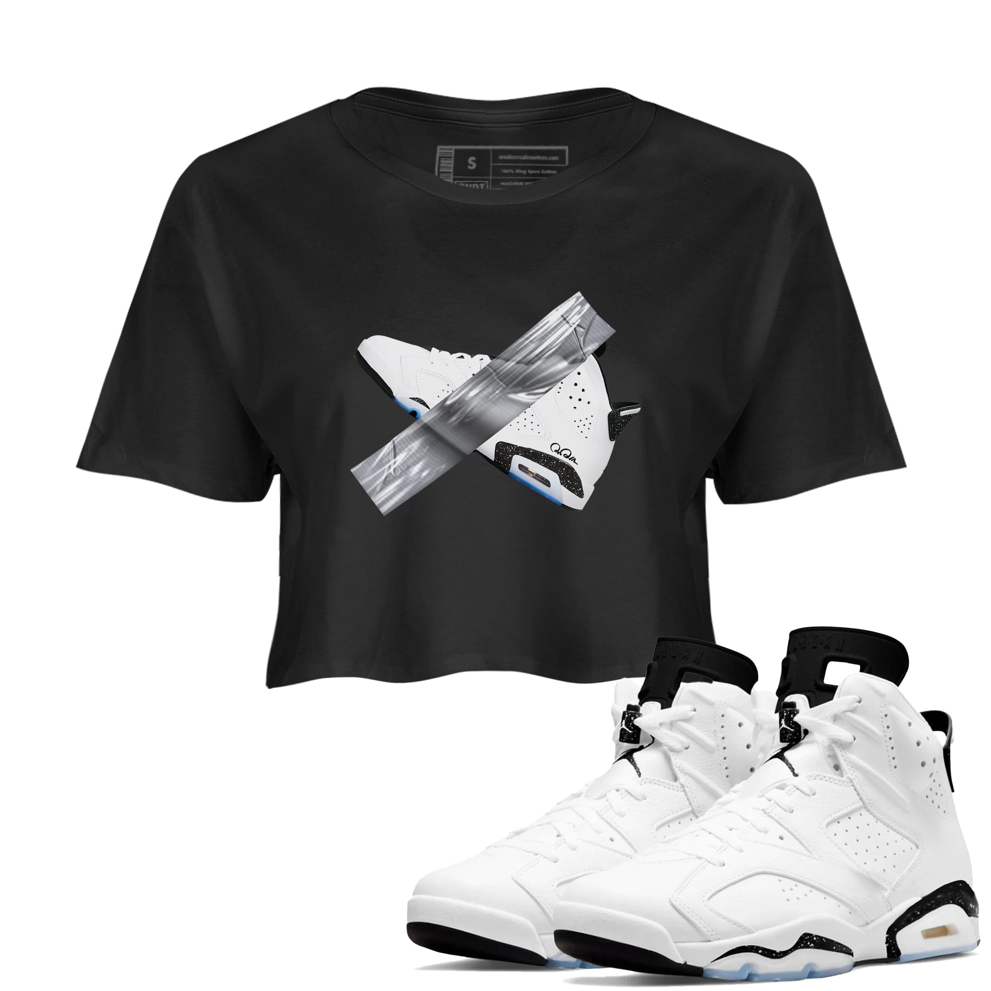 Duct Tape snkmatch Women's Top - Air Jordan 6 White Black