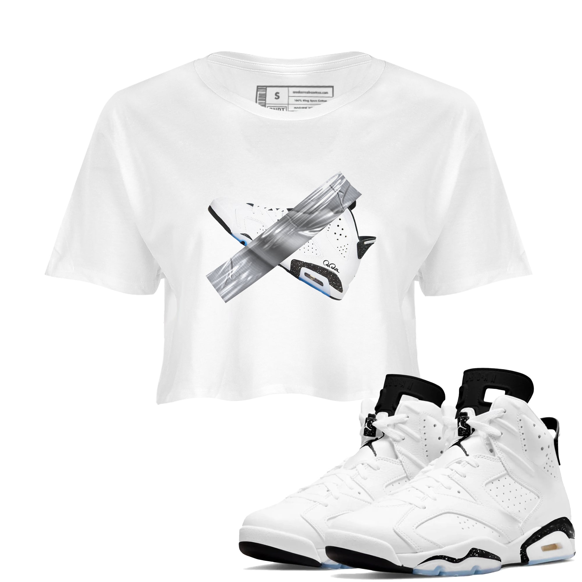 Duct Tape snkmatch Women's Top - Air Jordan 6 White Black