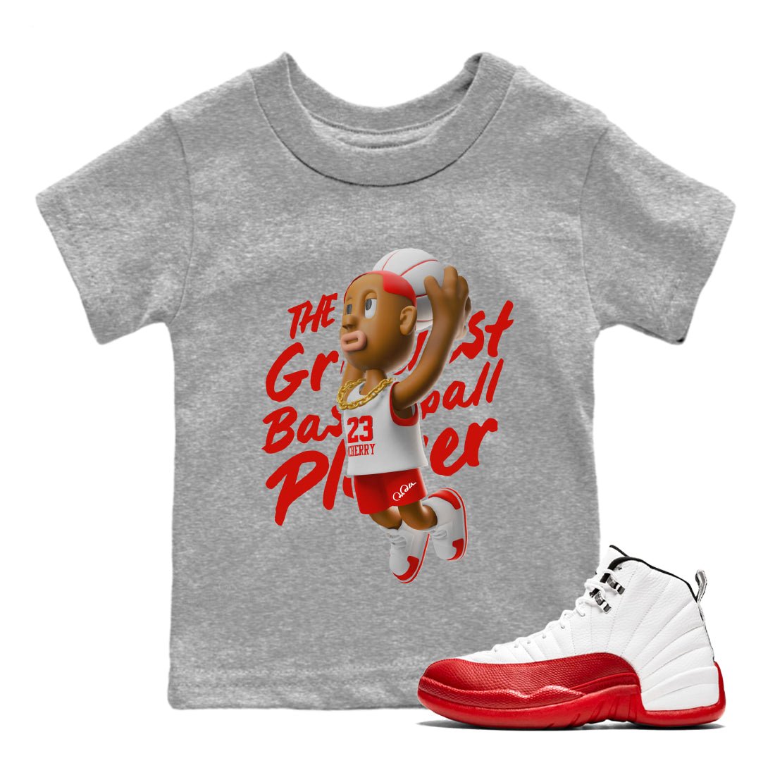 Dunkshot Boy Kids Tops - Air Jordan 12 Cherry