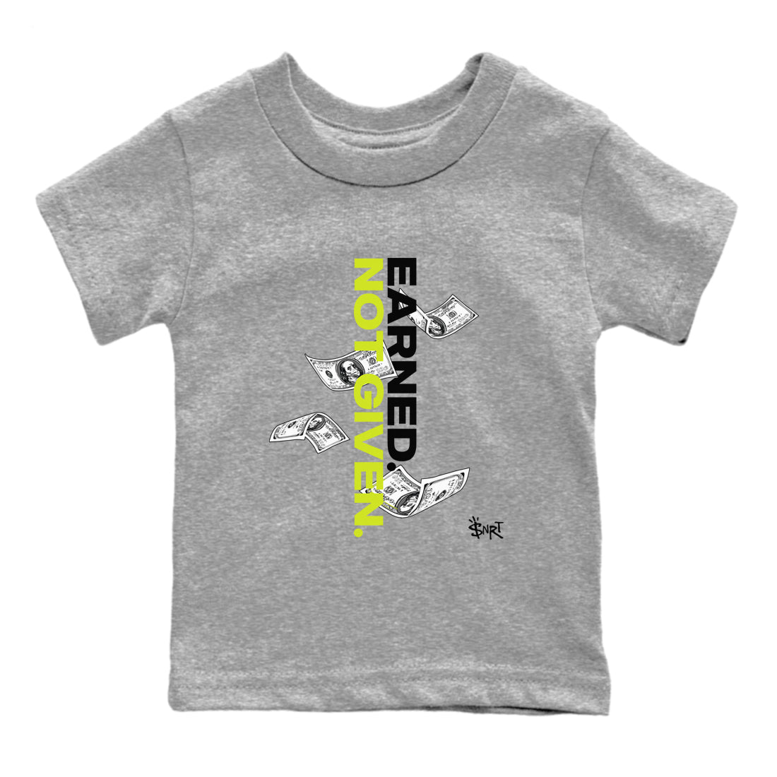 Earned Not Given snkmatch Tees Kids - Air Foamposite One Black Volt
