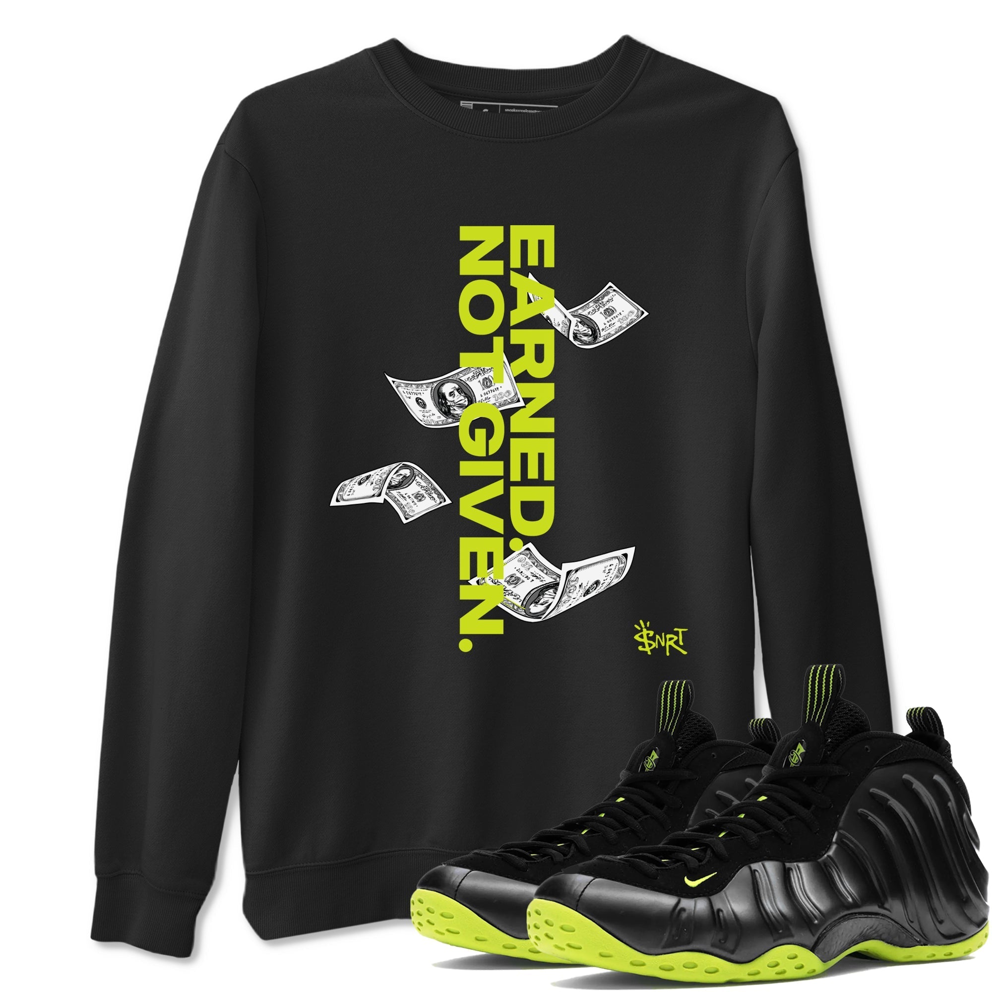 Earned Not Given snkmatch Tees - Air Foamposite One Black Volt
