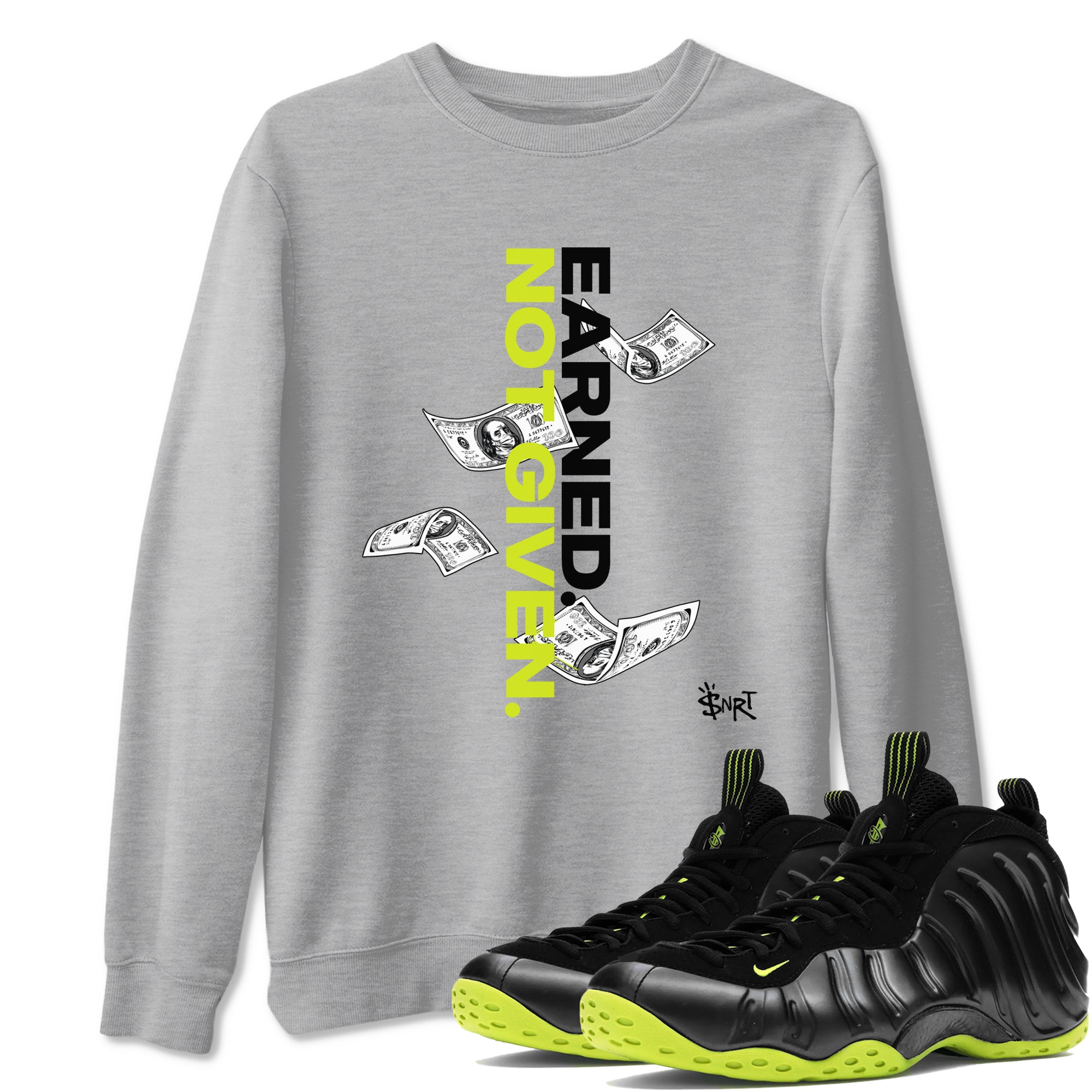 Earned Not Given snkmatch Tees - Air Foamposite One Black Volt