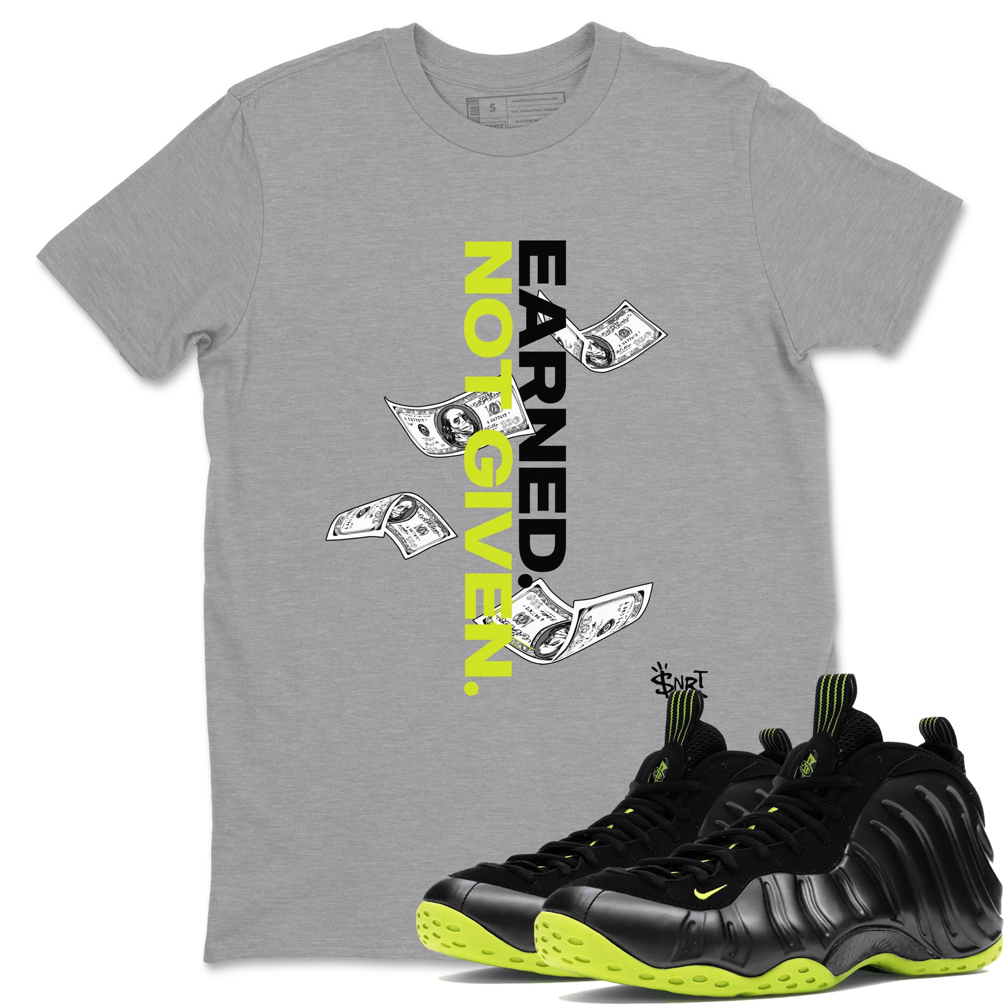 Earned Not Given snkmatch Tees - Air Foamposite One Black Volt