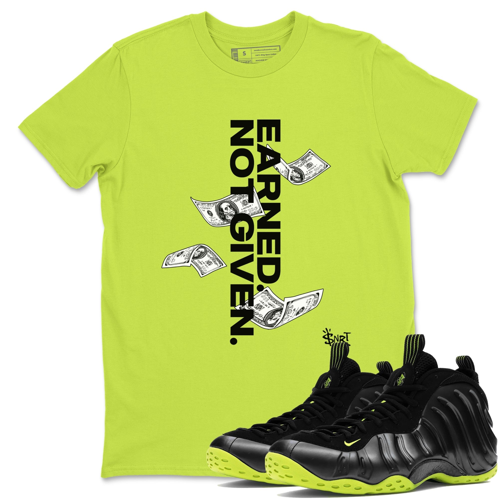 Earned Not Given snkmatch Tees - Air Foamposite One Black Volt