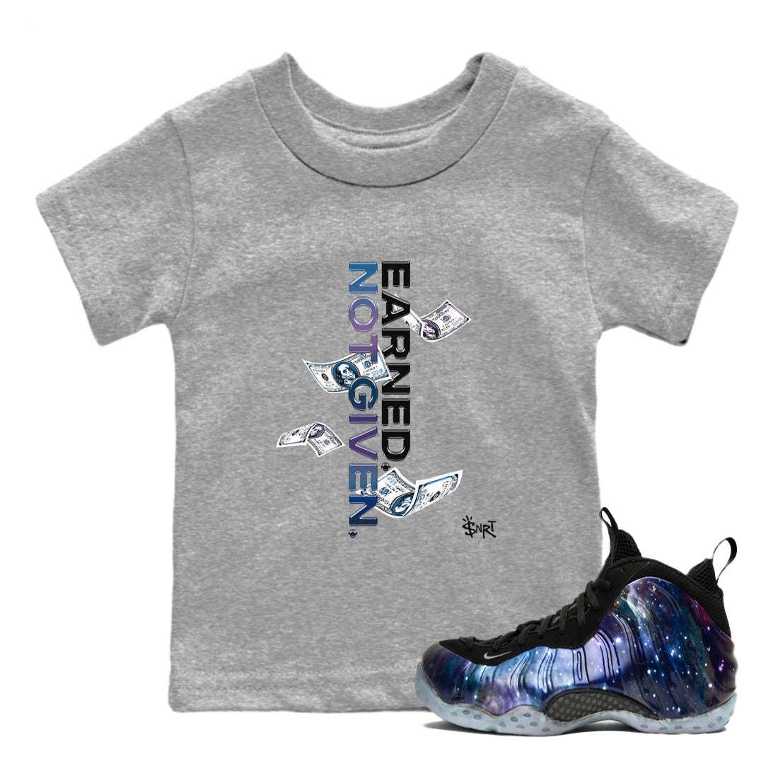 Earned Not Given snkmatch Tees Kids - Air Foamposite One Galaxy
