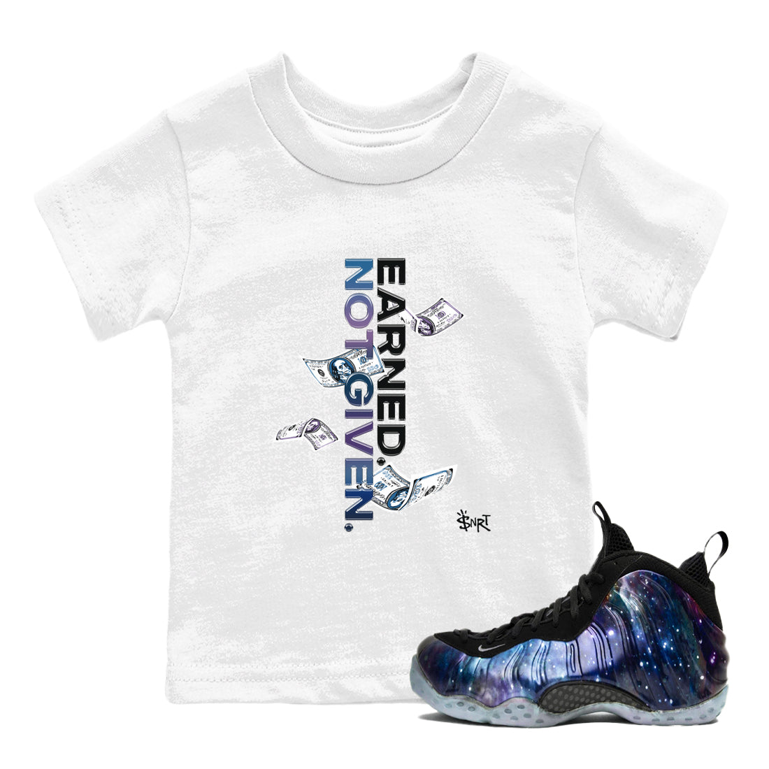 Earned Not Given snkmatch Tees Kids - Air Foamposite One Galaxy