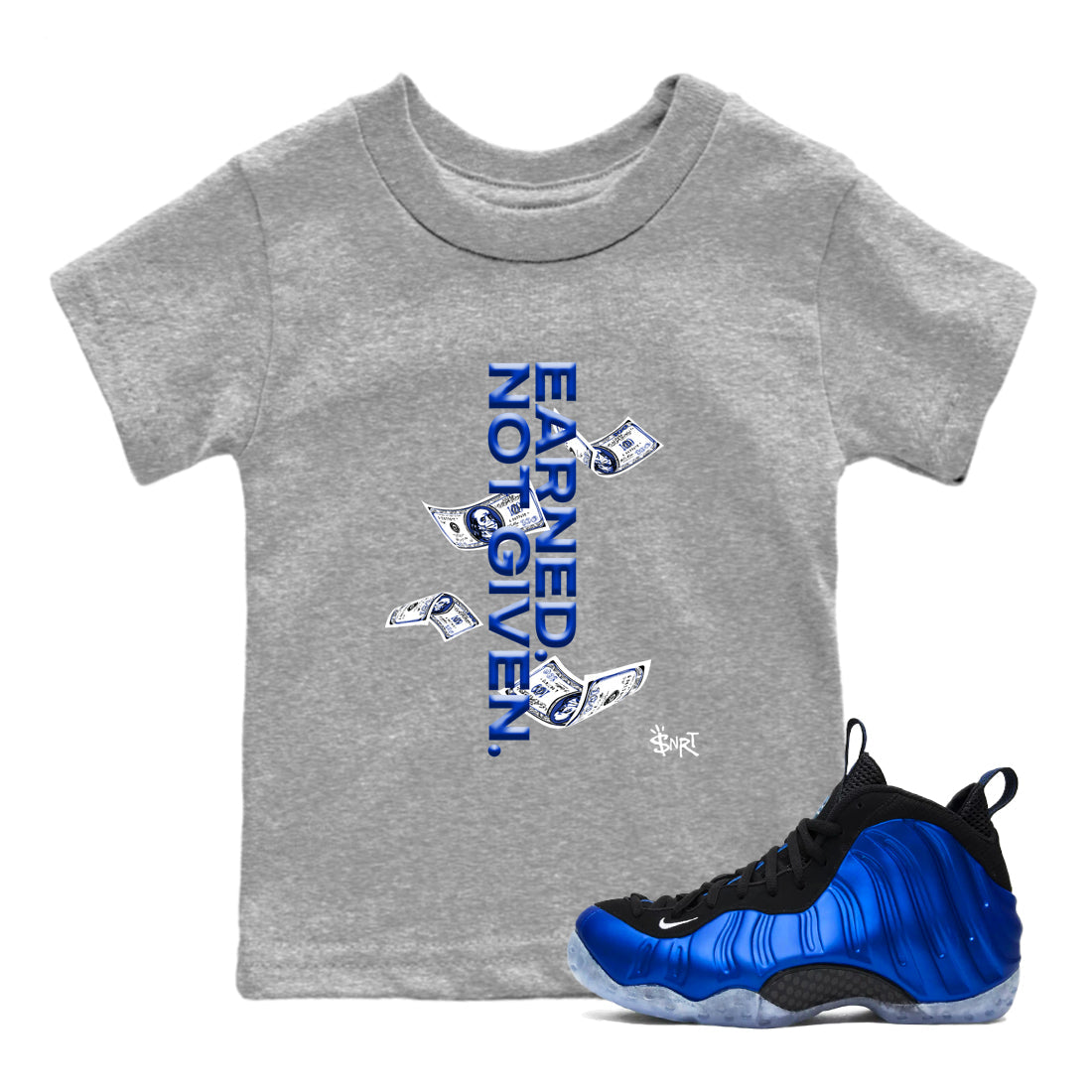 Earned Not Given snkmatch Tees Kids - Air Foamposite One Royal