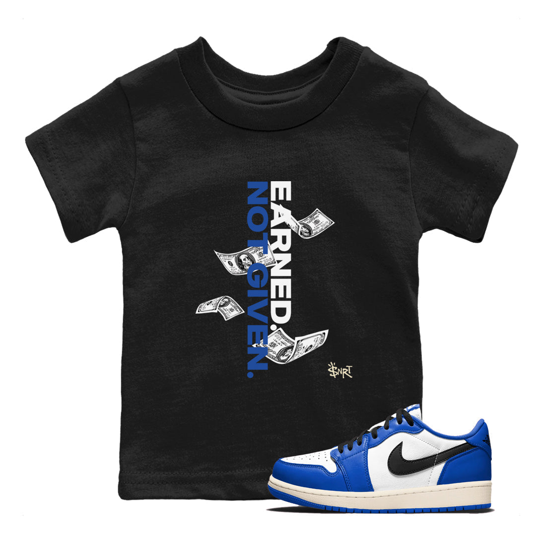 Earned Not Given snkmatch Tees Kids - Air Jordan 1 Game Royal