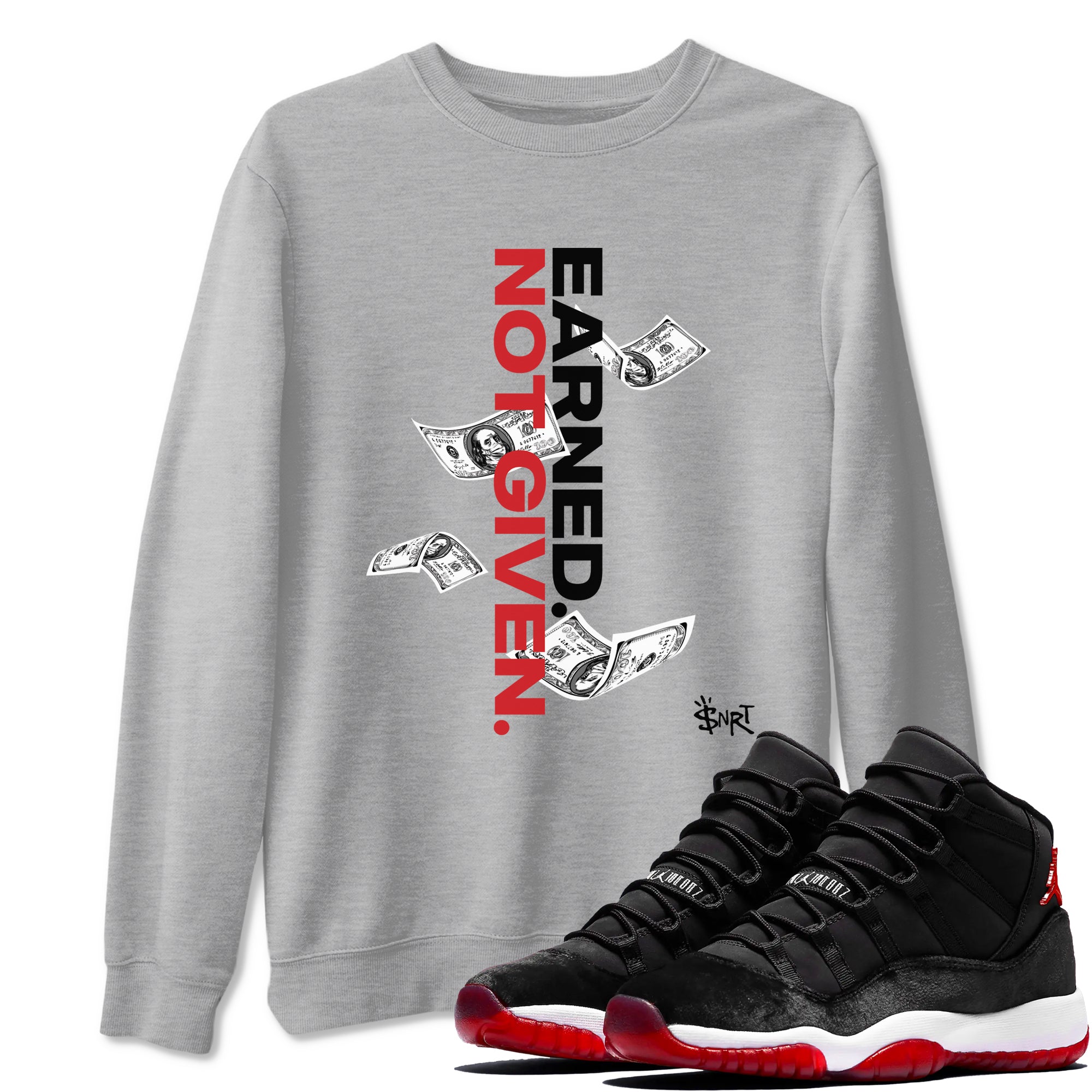 Earned Not Given snkmatch Tees - Air Jordan 11 Bred Velvet