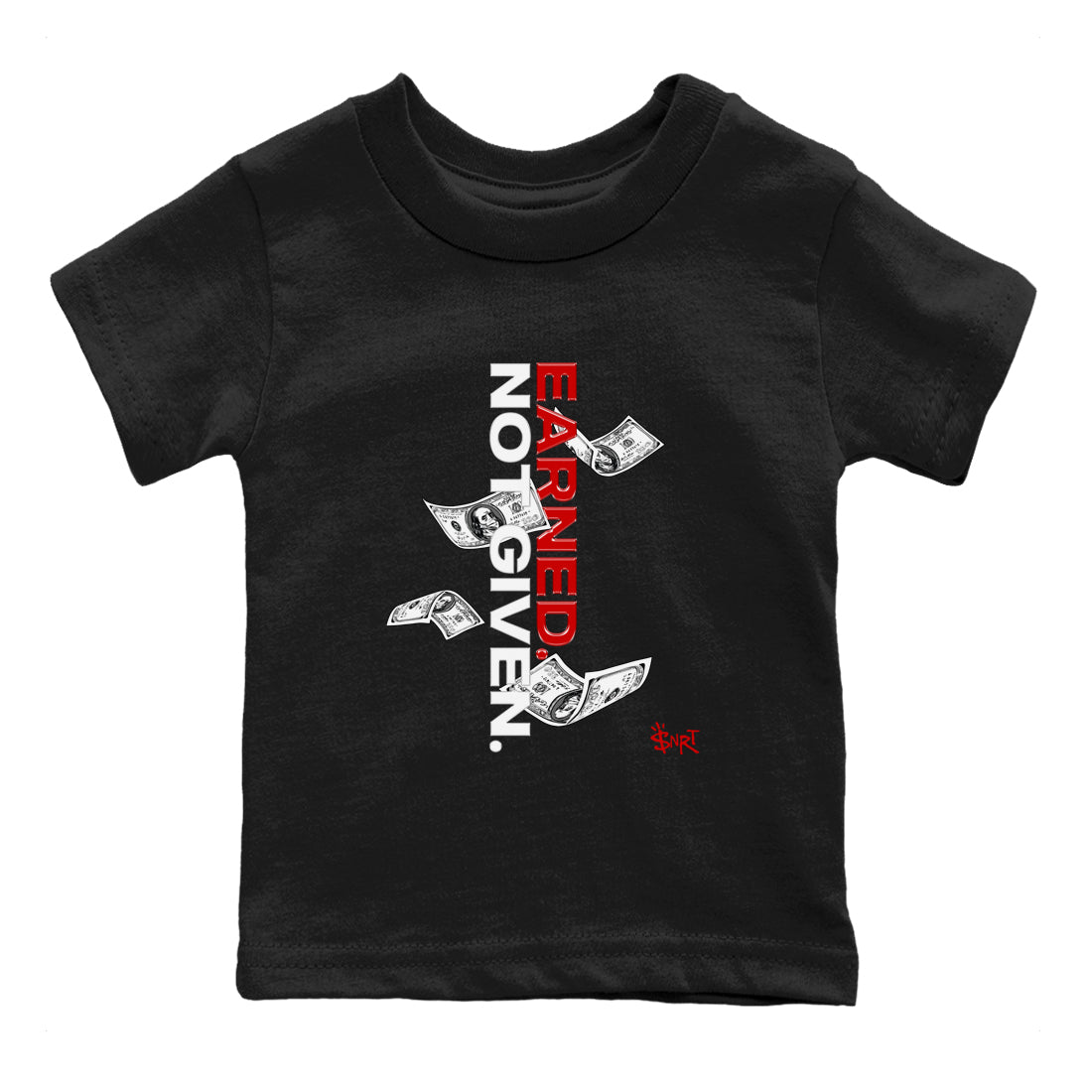 Earned Not Given snkmatch Tees Kids - Air Jordan 14 Black Toe