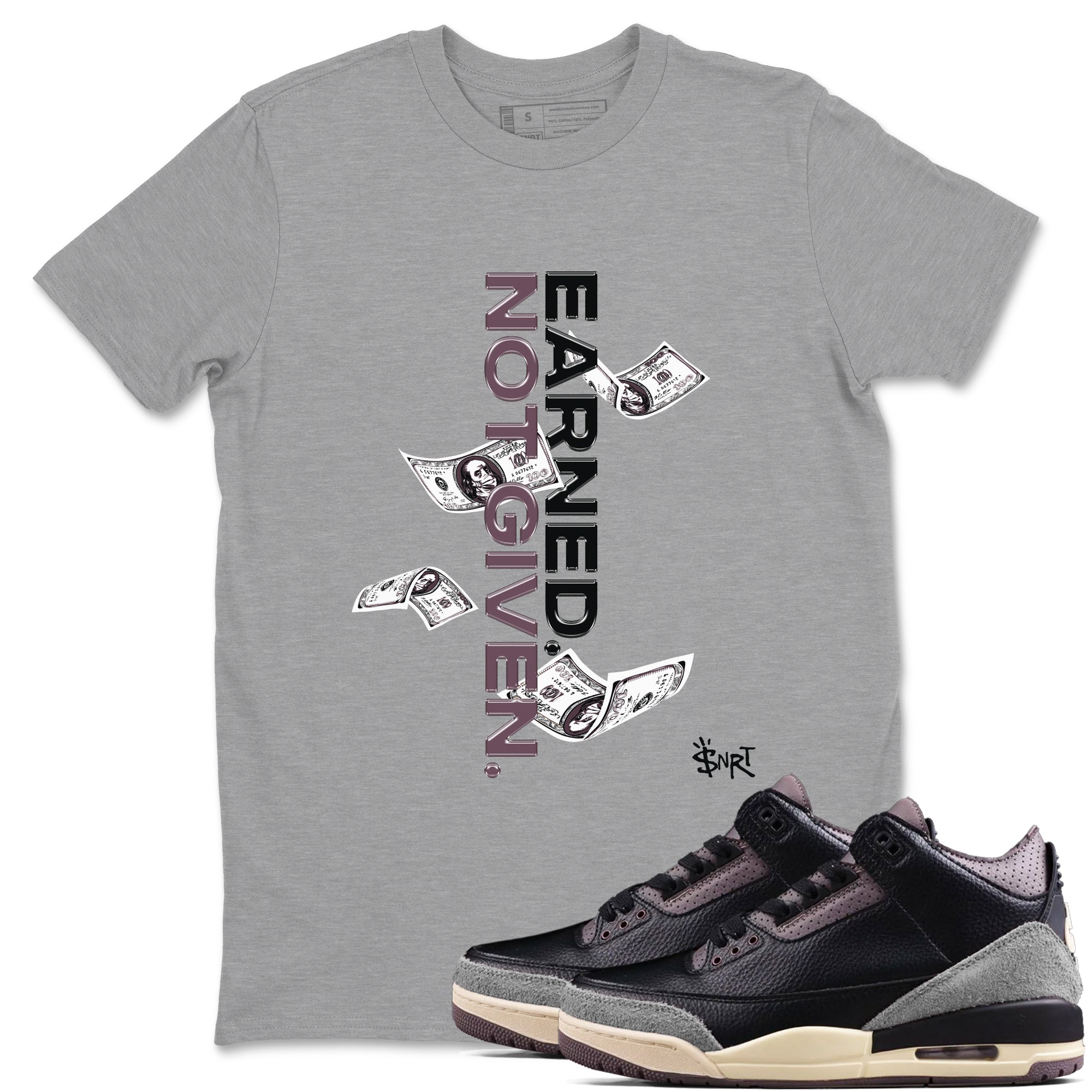 Earned Not Given snkmatch Tees - Air Jordan 3 A Ma Maniere x Black