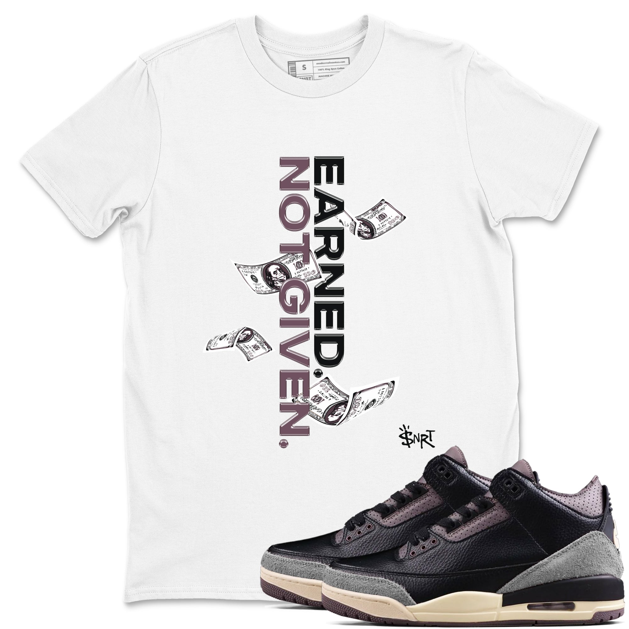Earned Not Given snkmatch Tees - Air Jordan 3 A Ma Maniere x Black