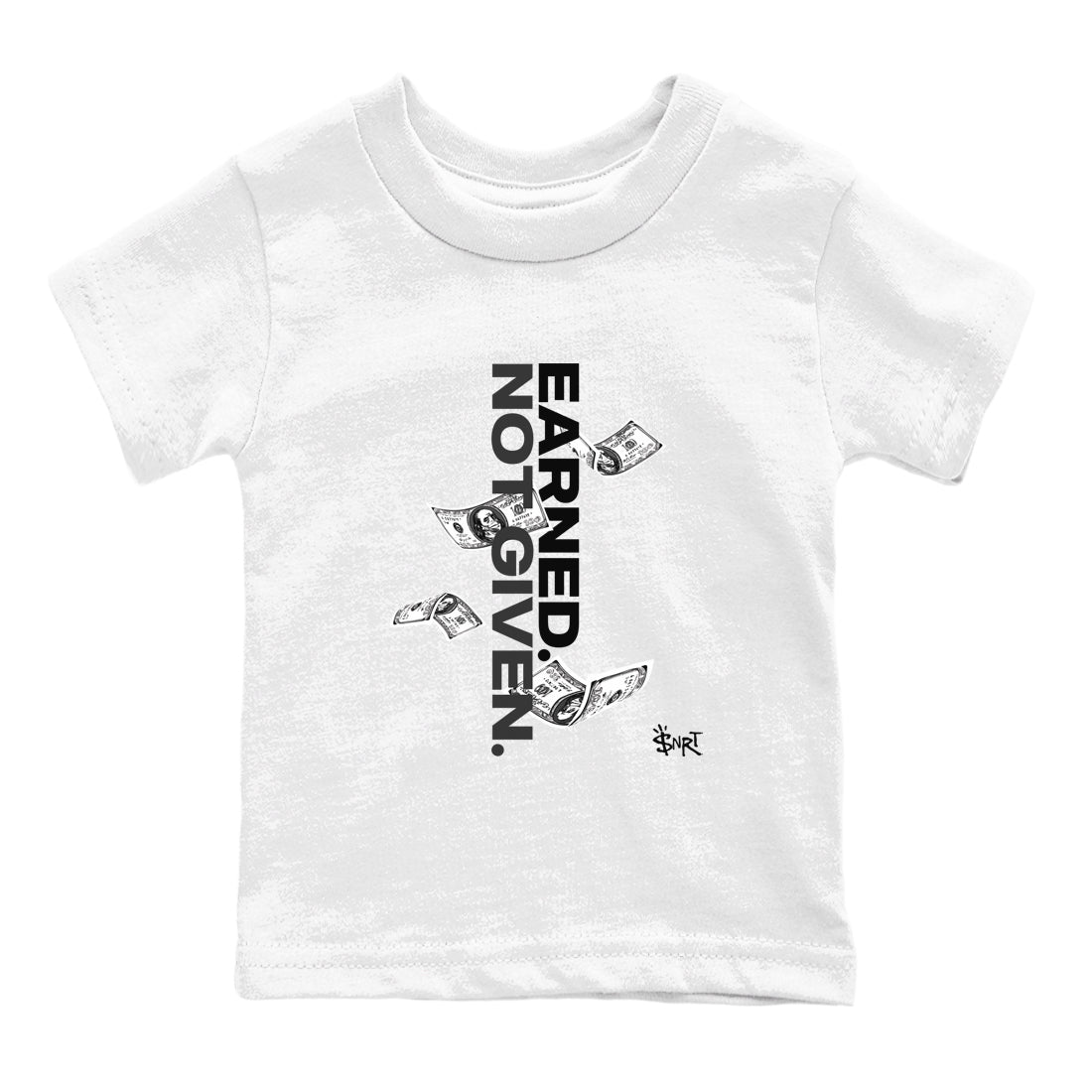 Earned Not Given snkmatch Tees Kids - Air Jordan 4 White Thunder