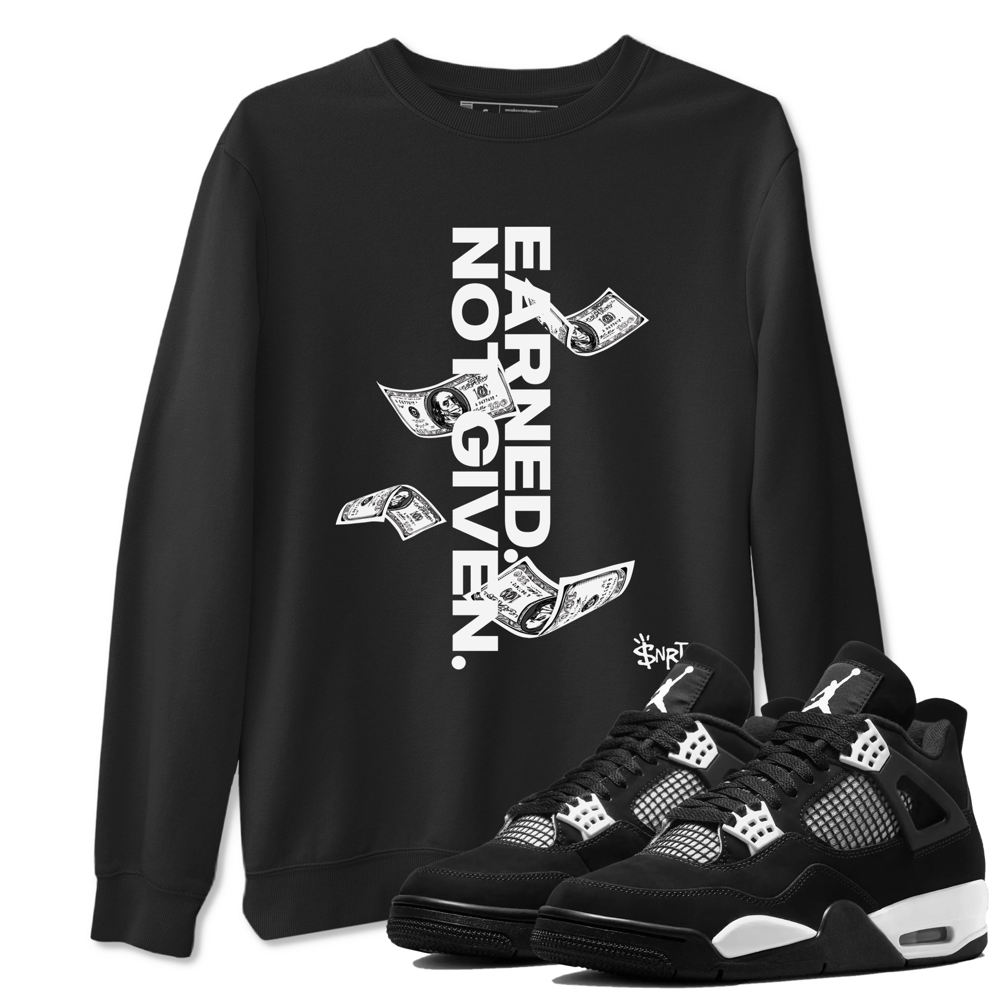 Earned Not Given snkmatch Tees - Air Jordan 4 White Thunder